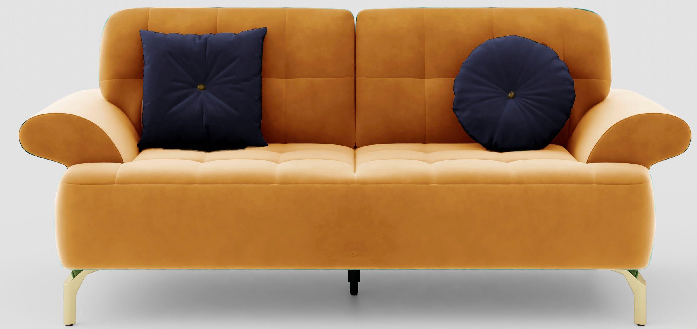 sit&more 2-zitsbank Orient 1 incl. 2 sierkussens met strassteentjes, goudkleurige metalen poten