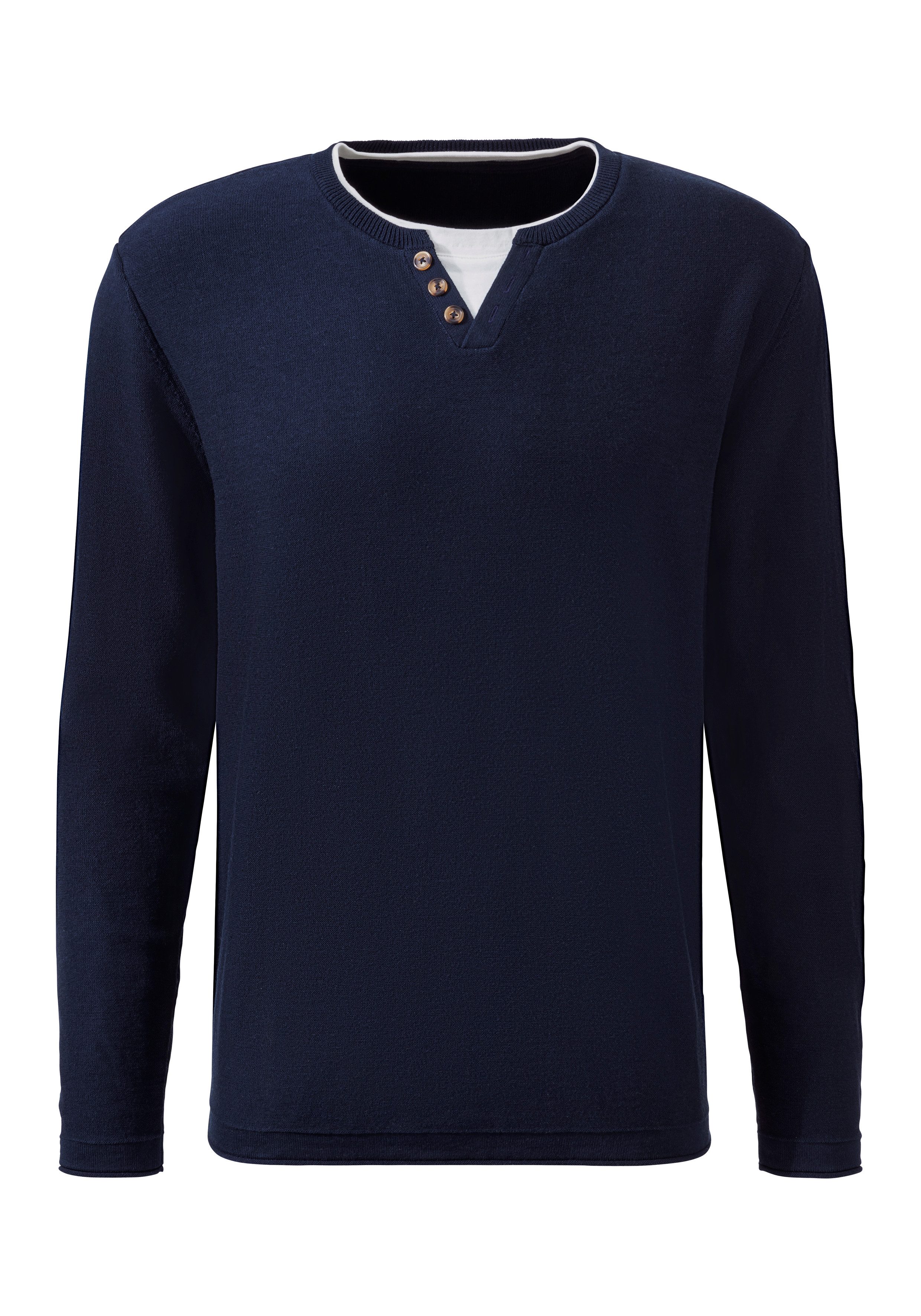 H.I.S Gebreide trui Pullover met hoogwaardige halsafwerking in double-layer look