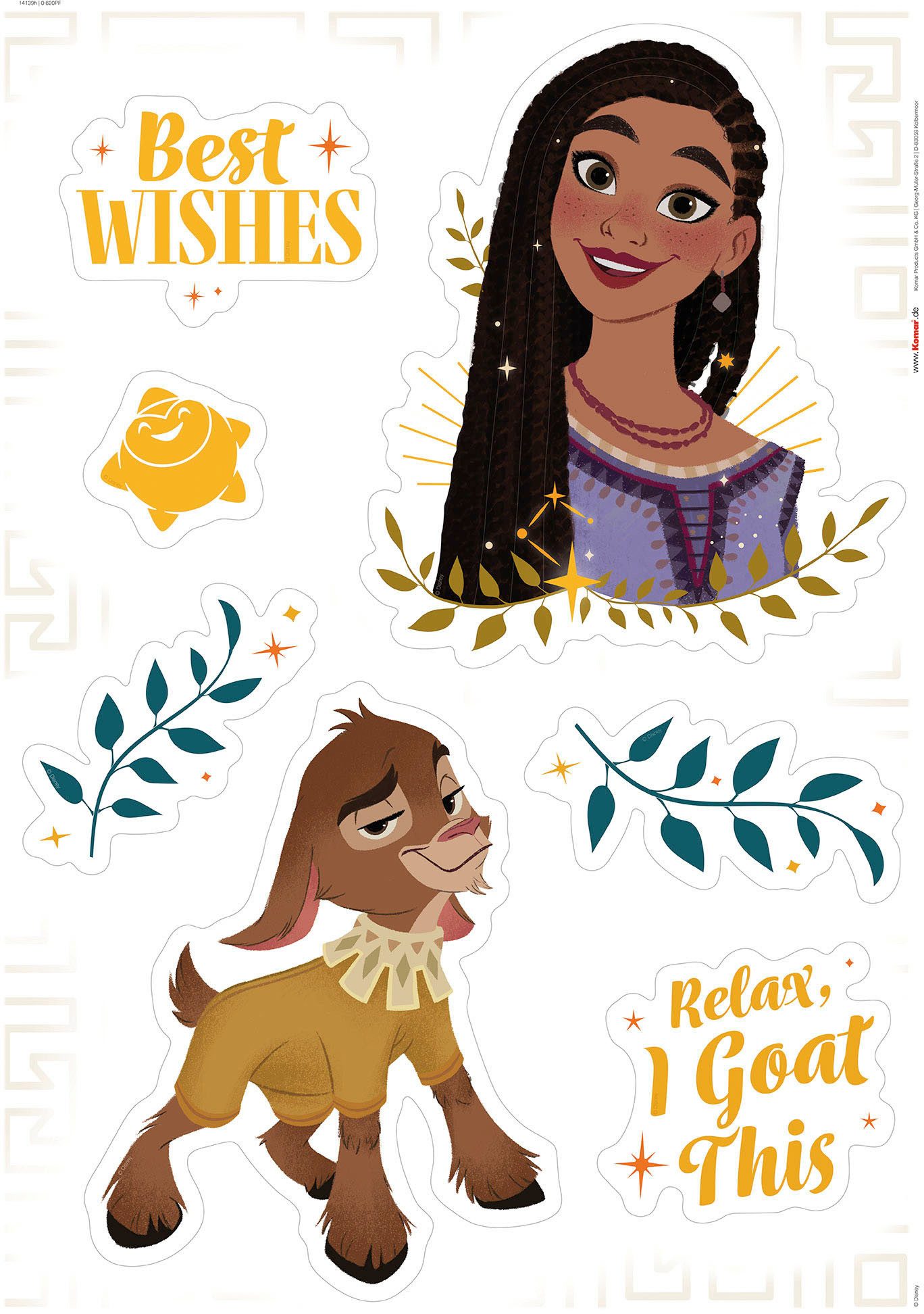 Komar Wandfolie Best Wishes - afm. 50 x 70 cm zelfklevend, wandstickers, kinderkamer (7-delig)