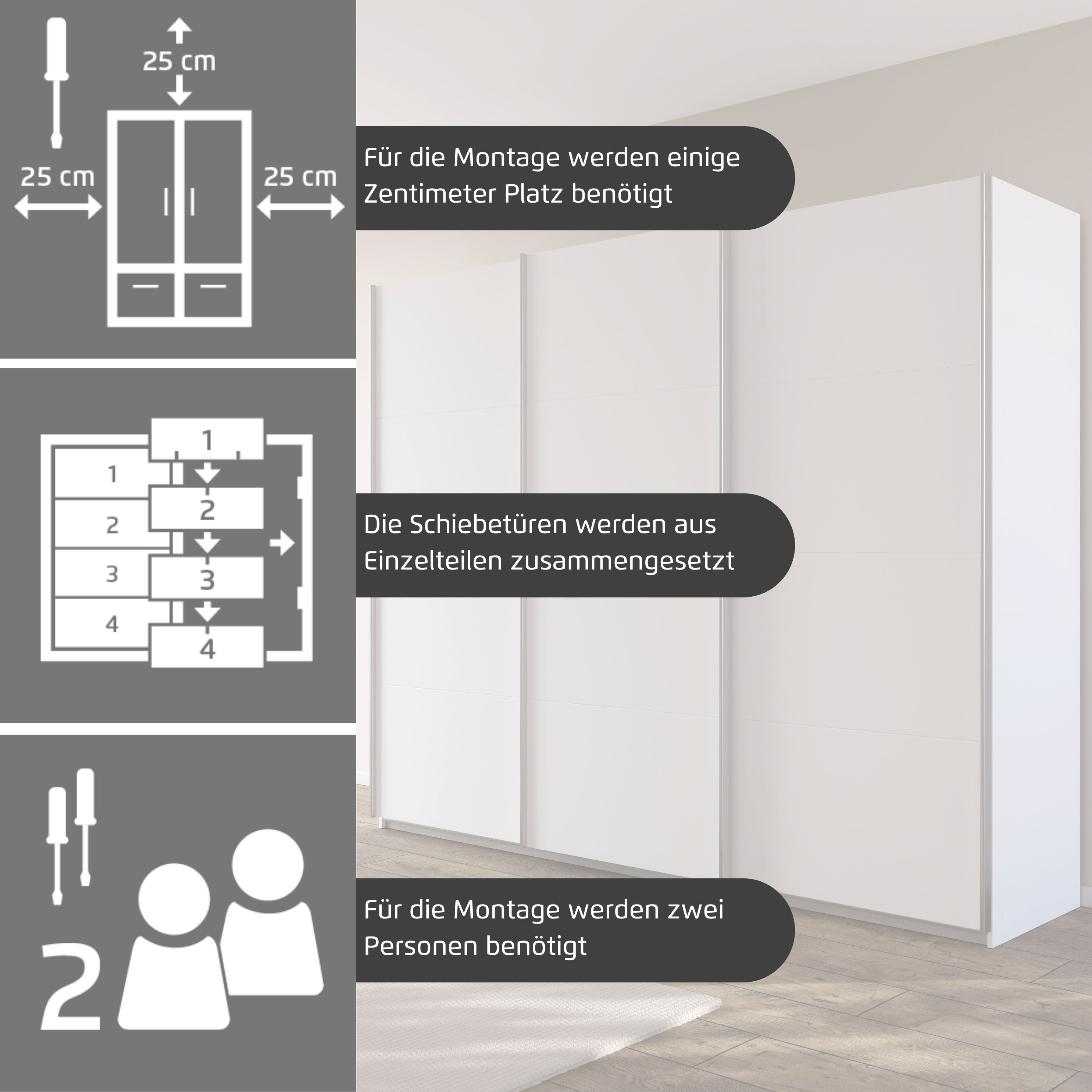 rauch Schuifdeurkast Kledingkast kast garderobe AGORDO met decor- of hoogglansfront doordachte binnenuitrusting, in 4 breedtes en 2 hoogtes made in germany