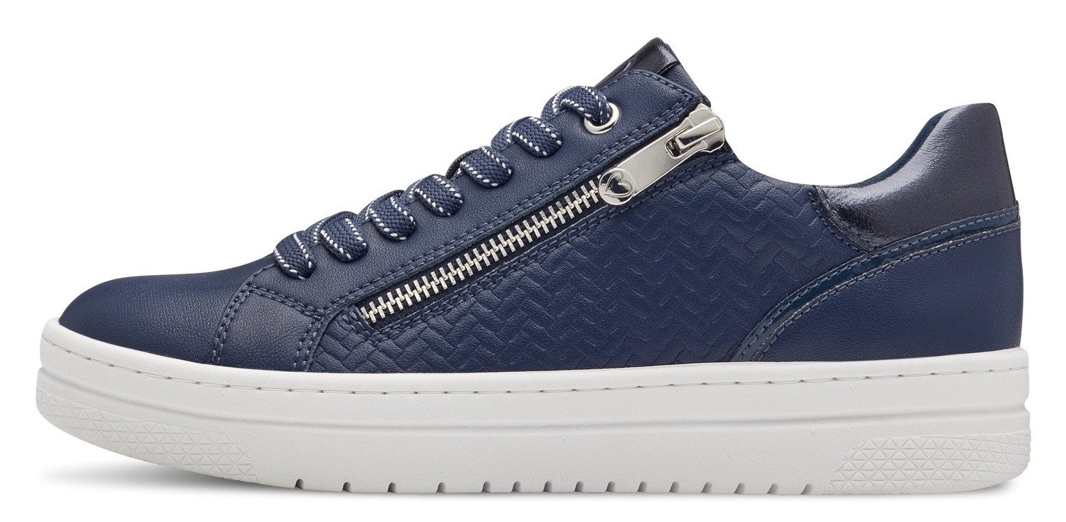 Marco Tozzi Plateausneakers vrijetijdsschoen, lage schoen, veterschoen met reliëf