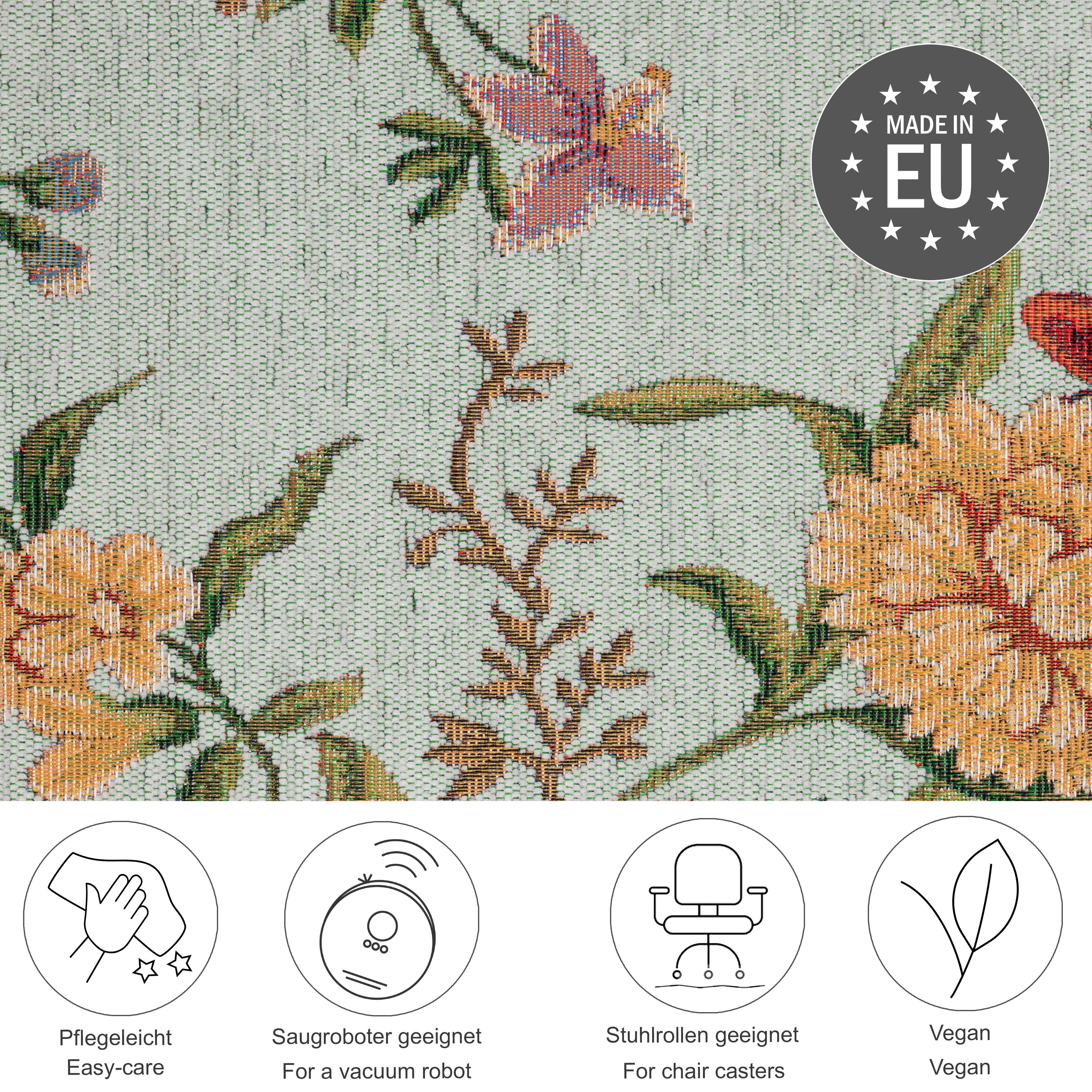 THEKO Vloerkleed Flomi Sagrini Platweefsel, pastelkleuren, bloemendessin