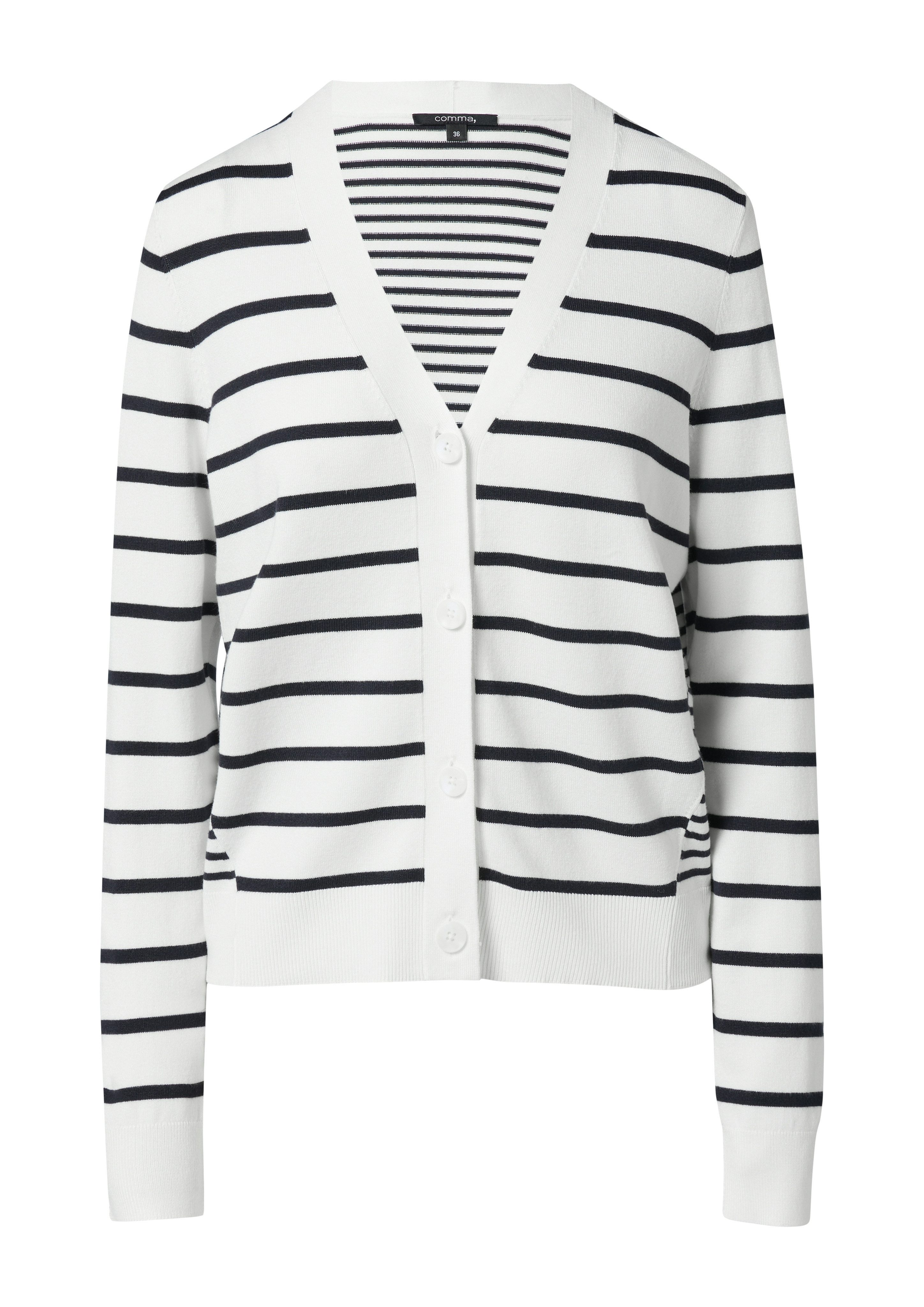 Comma Vest met v-hals en gestreepte look