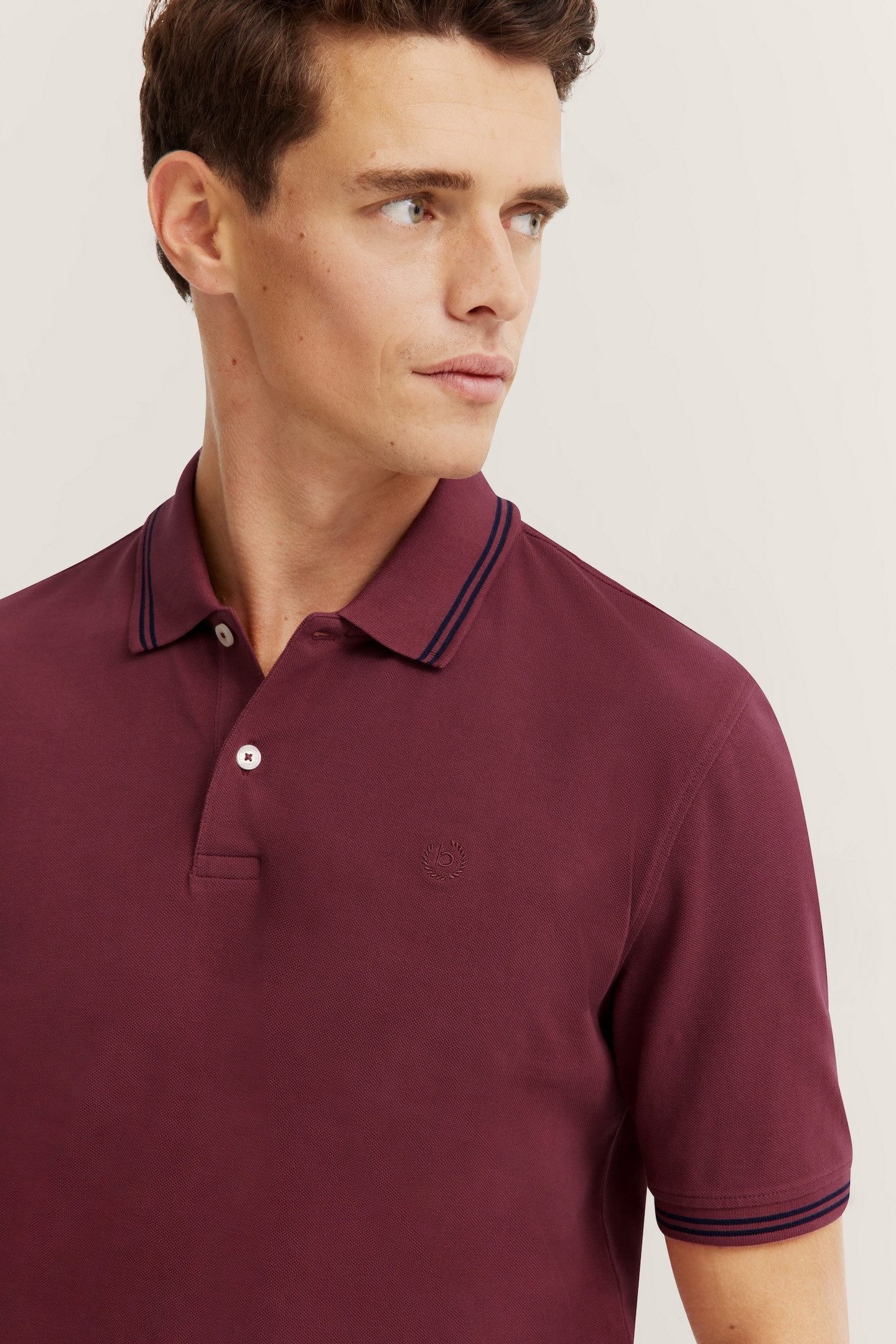 Bugatti Poloshirt met contraststrepen en borstborduursel