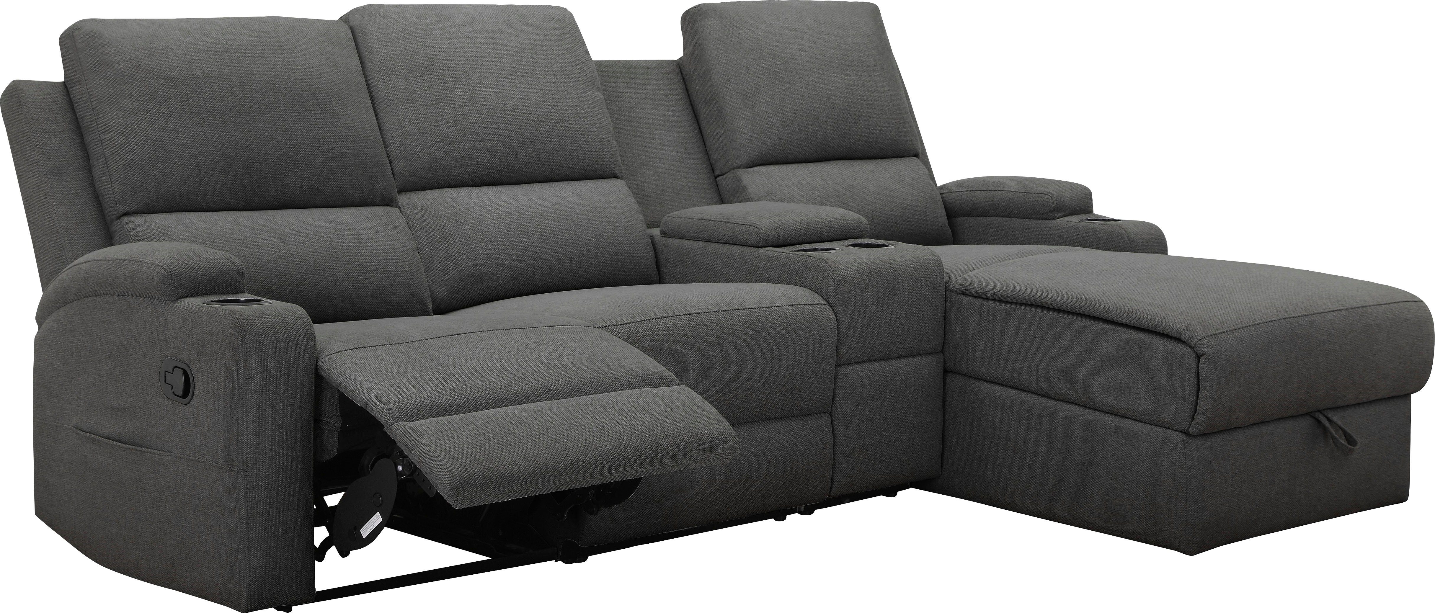 Home affaire Hoekbank Napori multimediabank, 3 bioscoopstoelen XXL, L-model, Bioscoopbank met relaxfunctie, bekerhouder, opbergvak en opbergbox