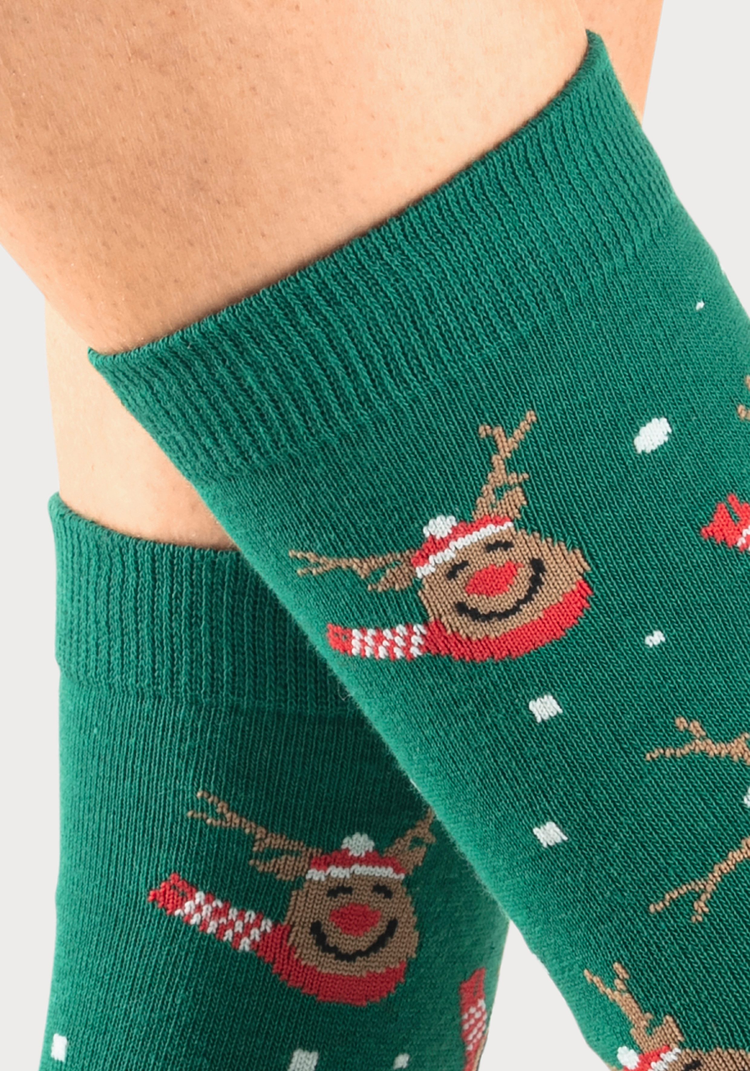 H.I.S Basic sokken Kerstsokken met kerstachtige motieven (set 3 paar)