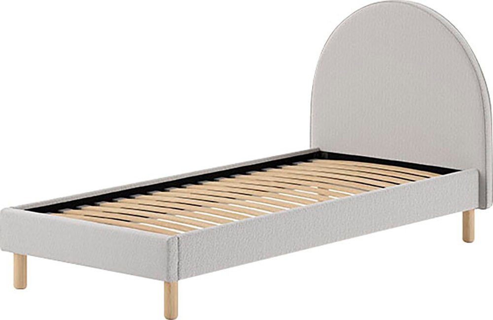 Vipack Gestoffeerd bed Moon, met fluffy bouclé stof in verschillende kleuren 2 breedtes (90 of 140 cm), lattenbodem, bouclé stof, naar keuze 4 kleuren