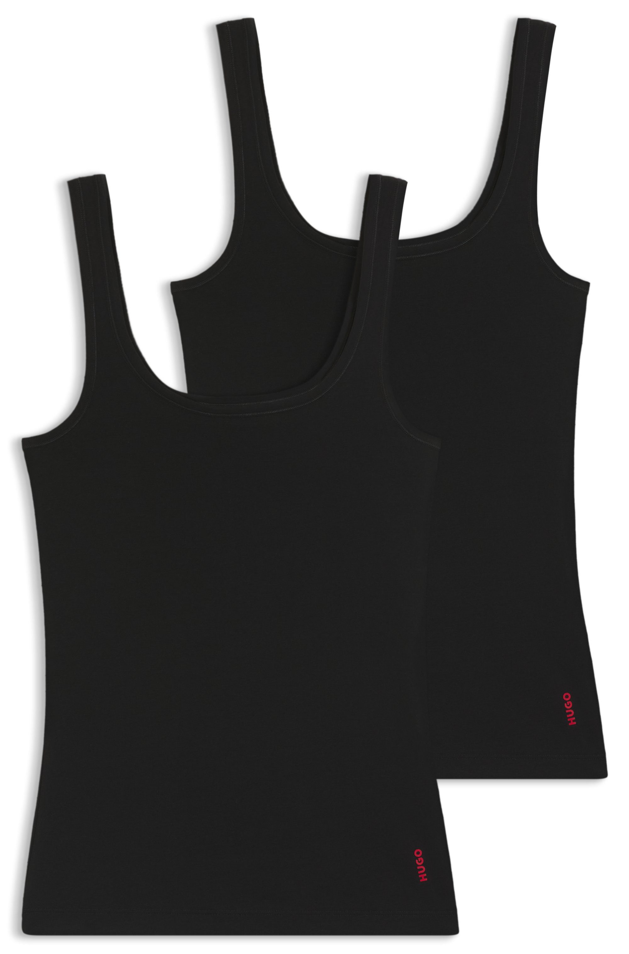 HUGO underwear Tanktop TWIN VEST met verticale logoprint (Set van 2)