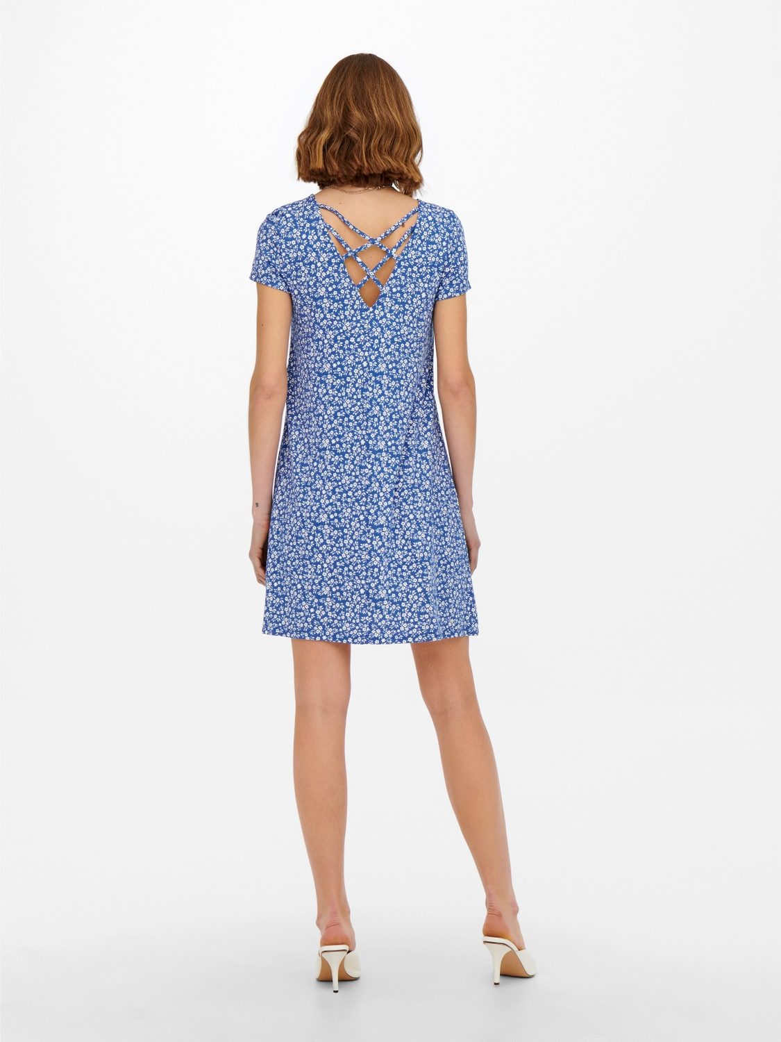 Only Mini-jurk ONLBERA BACK LACE UP S/S DRESS JRS NOOS
