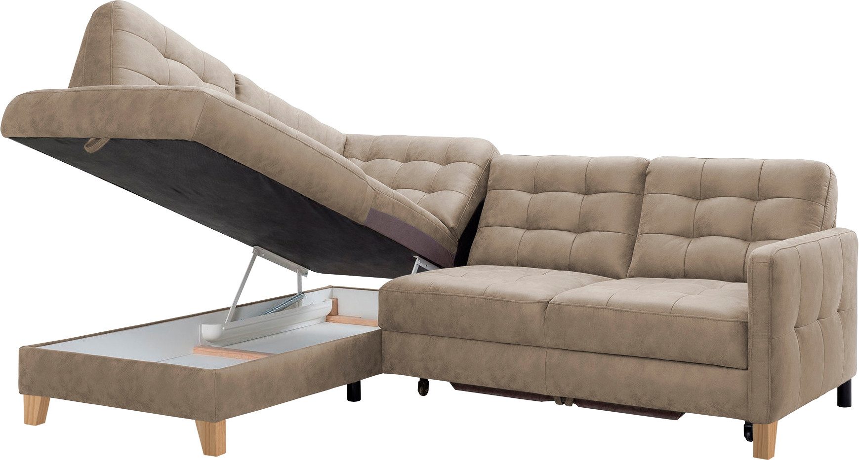 exxpo - sofa fashion Hoekbank Elio, compact en comfortabel, handig, tijdloos design, L-vorm