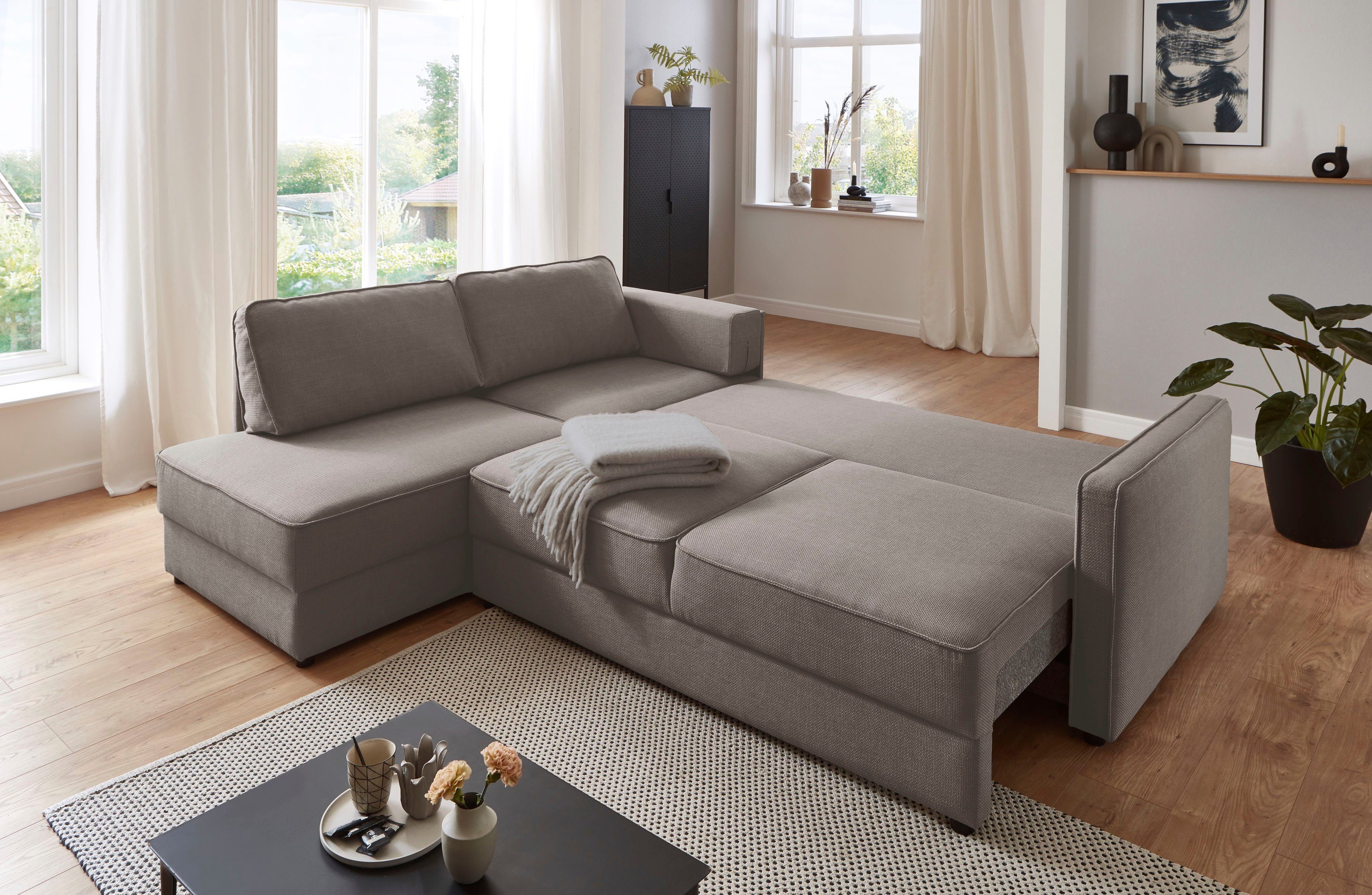ATLANTIC home collection Slaapbank Chill Hoekbank met slaapfunctie en bedlade