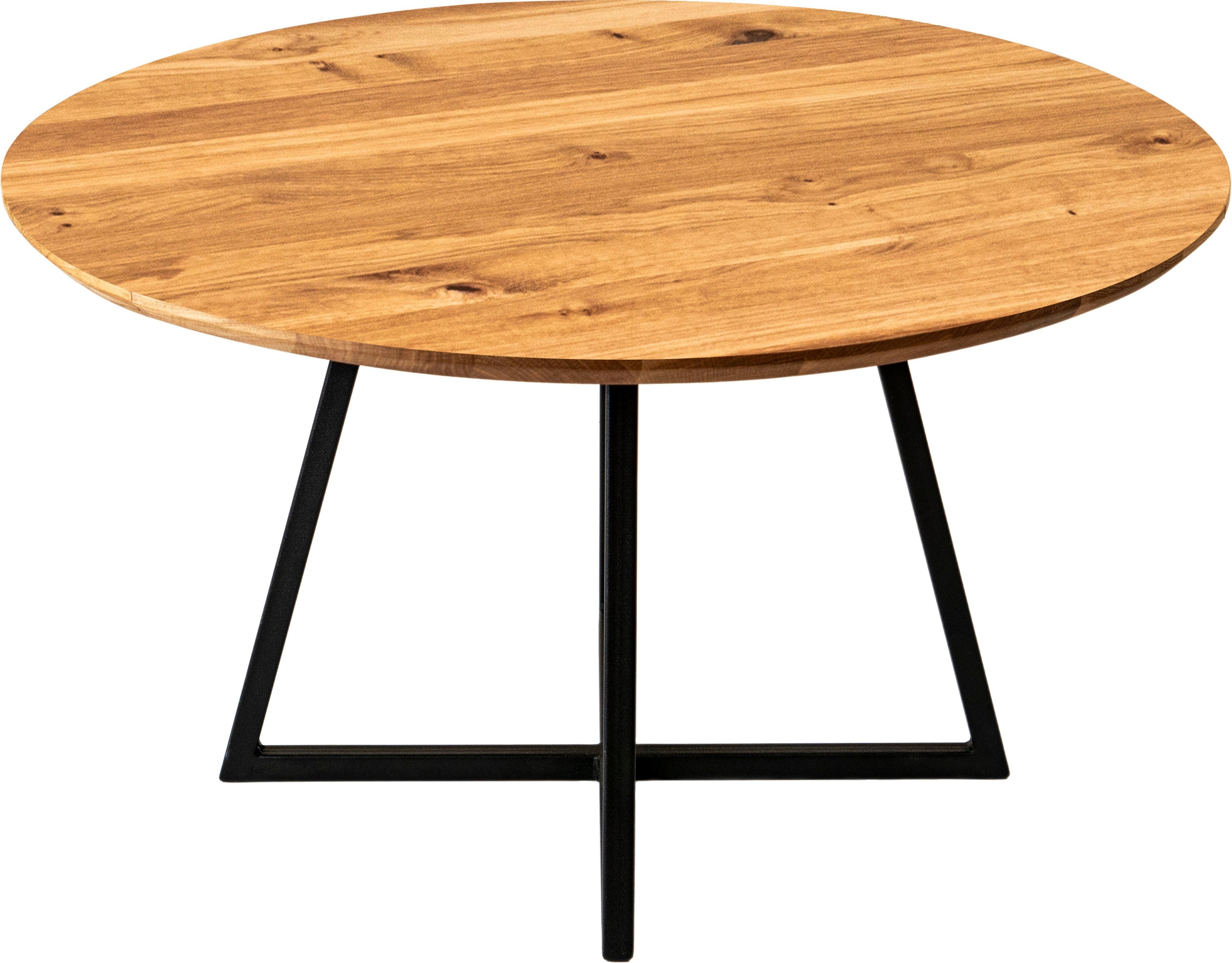 Vierhaus Salontafel Loda Massief hout, metalen frame zwart gelakt
