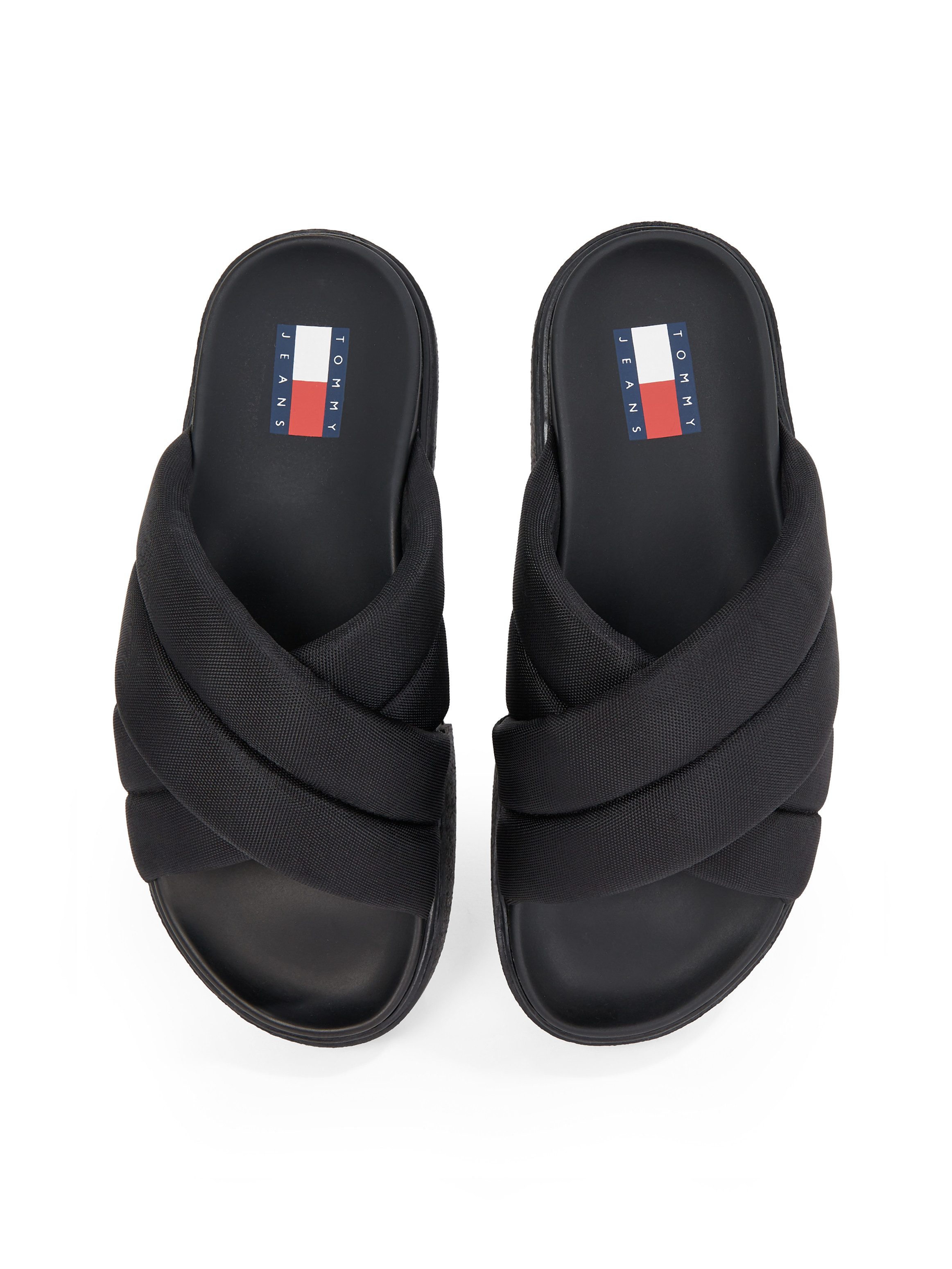 TOMMY JEANS Slippers TJW FLATFORM SANDAL , plateau, zomerschoen, instapschoen met gewatteerde bandages