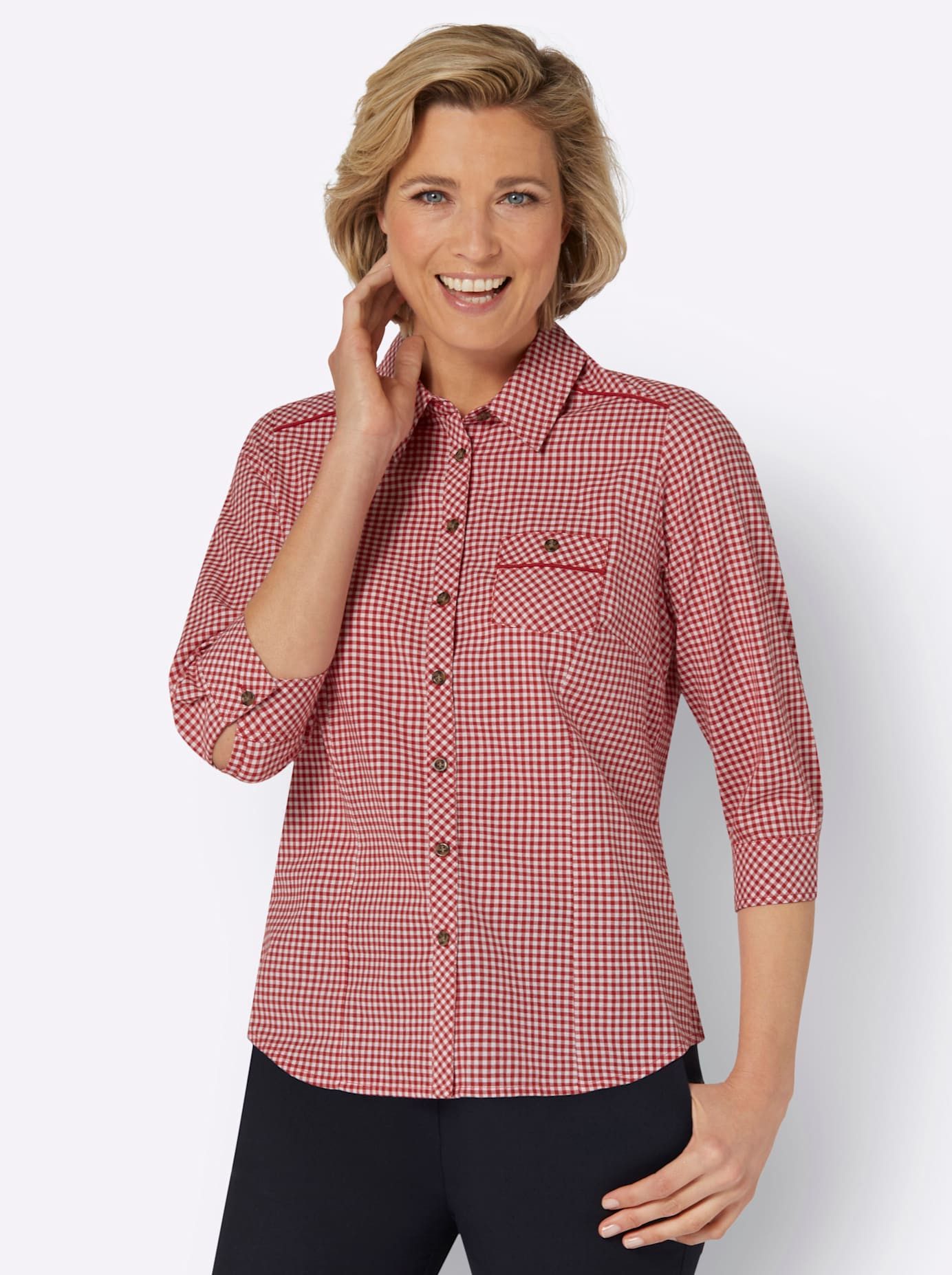 Classic Basics Geruite blouse