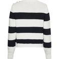 tommy hilfiger trui met ronde hals striped button c-nk sweater wit