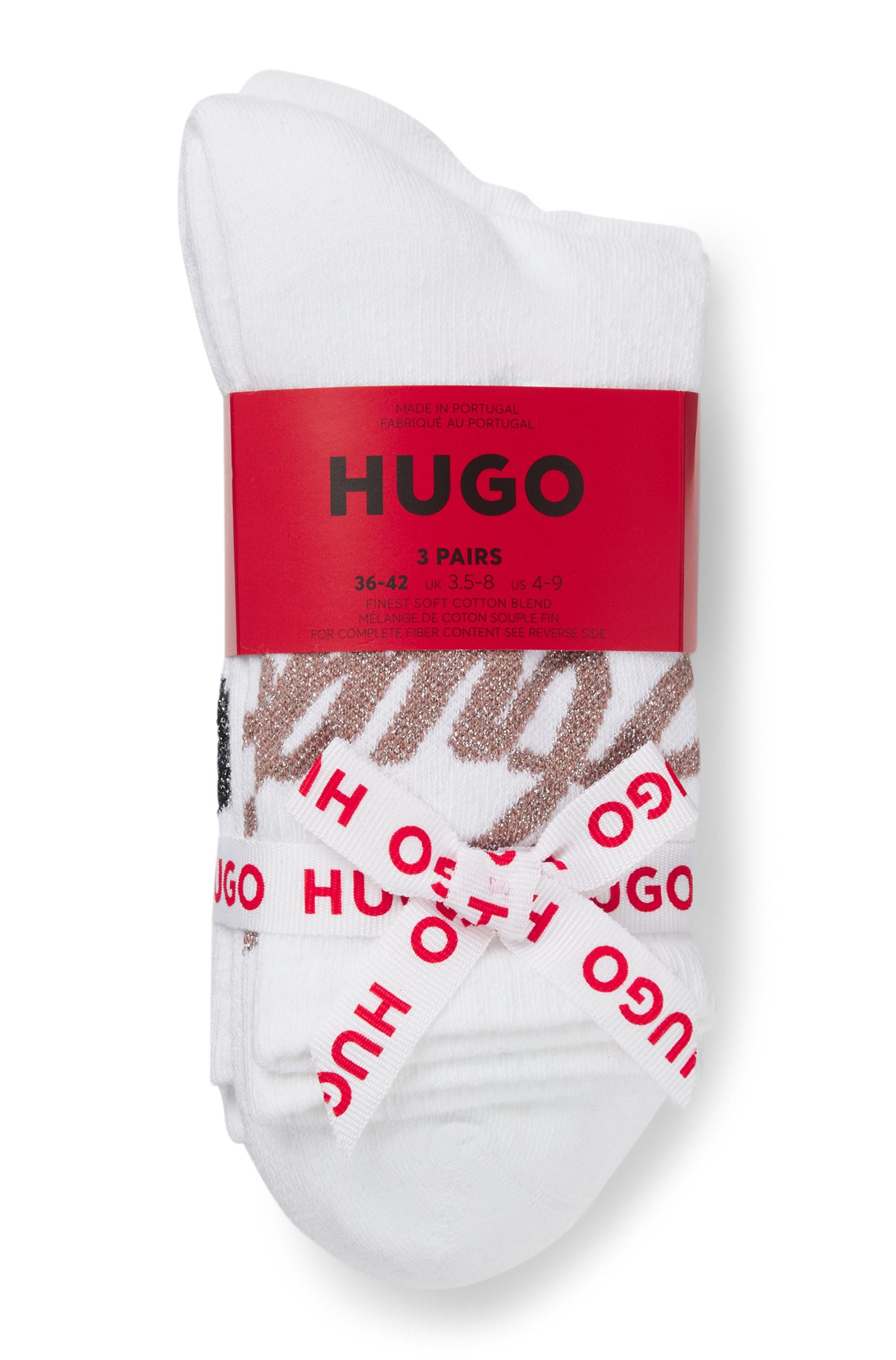 HUGO underwear Sokken met glinsterende logo (3 paar)