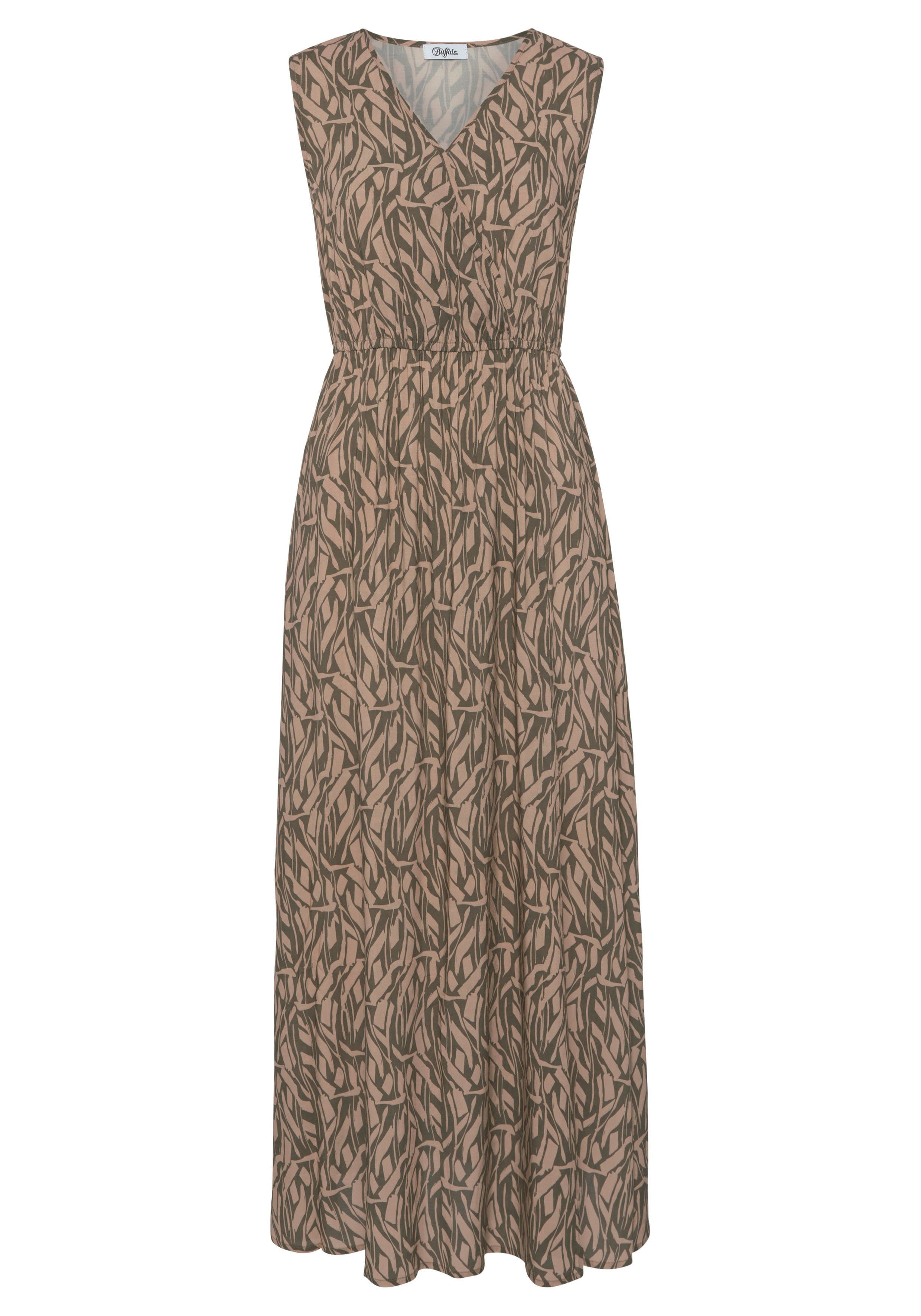 Buffalo Maxi-jurk in all-over print met v-hals en split, zomerjurk, strandjurk