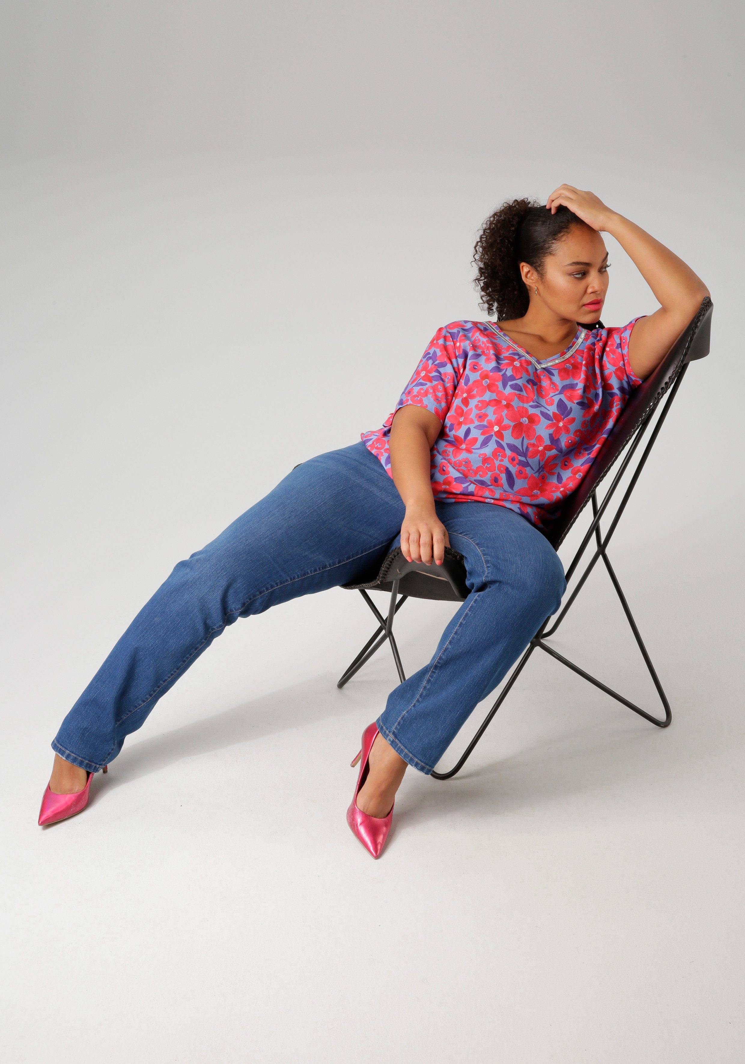 Aniston PLUS Straight jeans met licht used effect - nieuwe collectie