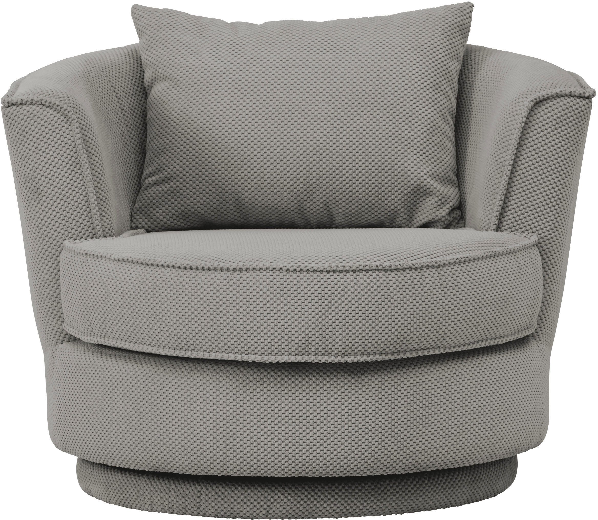 Leonique Draaibare fauteuil MAISIE, leesfauteuil, love seat, trendige stoffen mega cord en geweven velours, 360 graden draaibaar