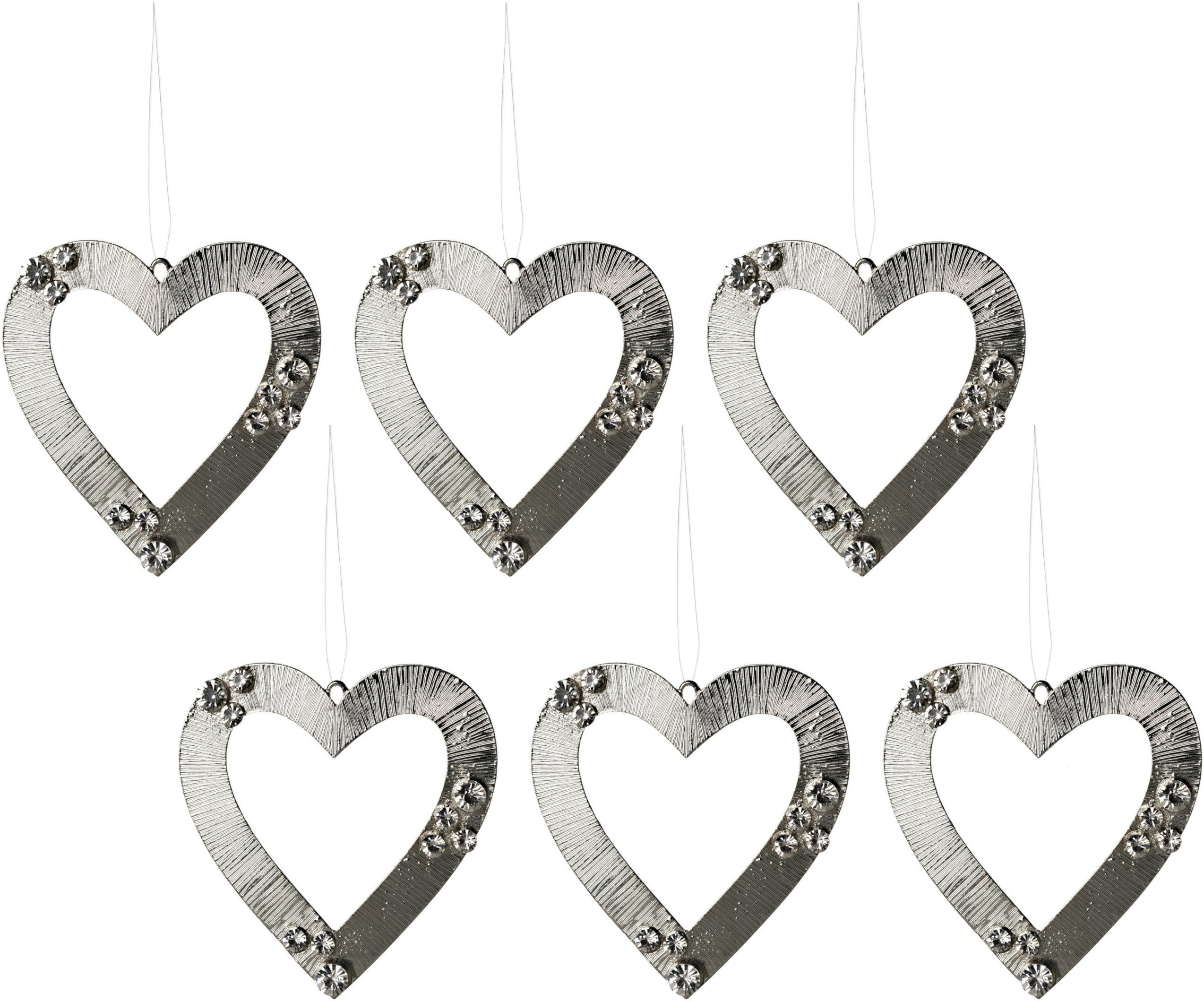 Creativ deco Boomversiering Kerstversiering, kerstboomdecoratie (6 stuks) kerstboomhangers zilver(kleur)