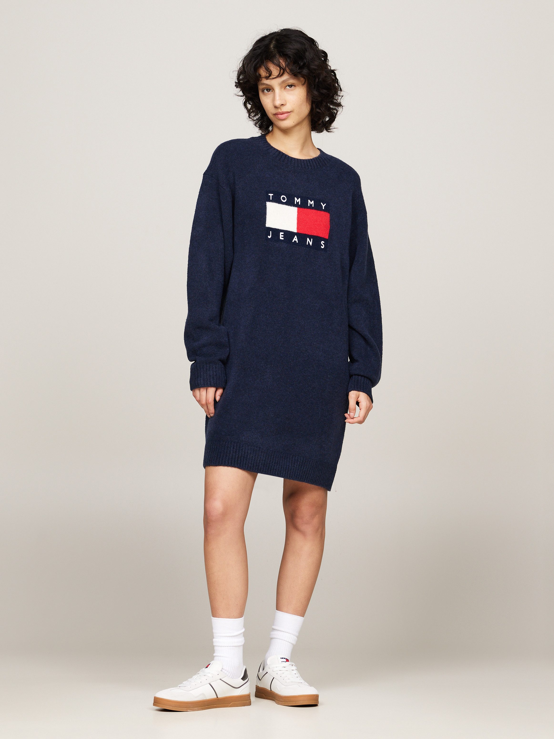 Tommy Jeans Curve Gebreide jurk TJW MLNGE FLAG SWEATER DRESS EXT