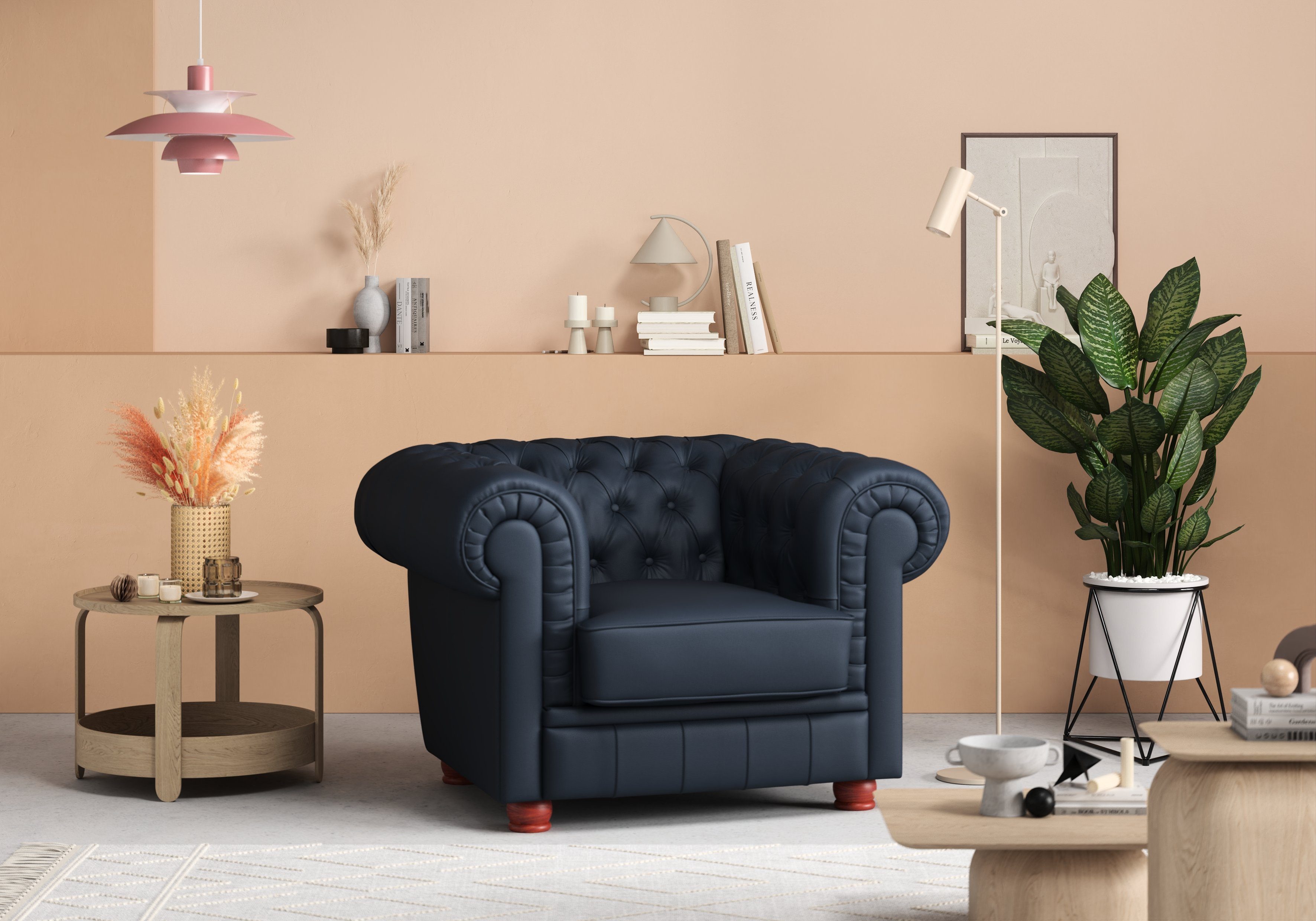 Max Winzer® Chesterfield-fauteuil KENT Fauteuil met elegante knoopafwerking, comfortabele armleuning