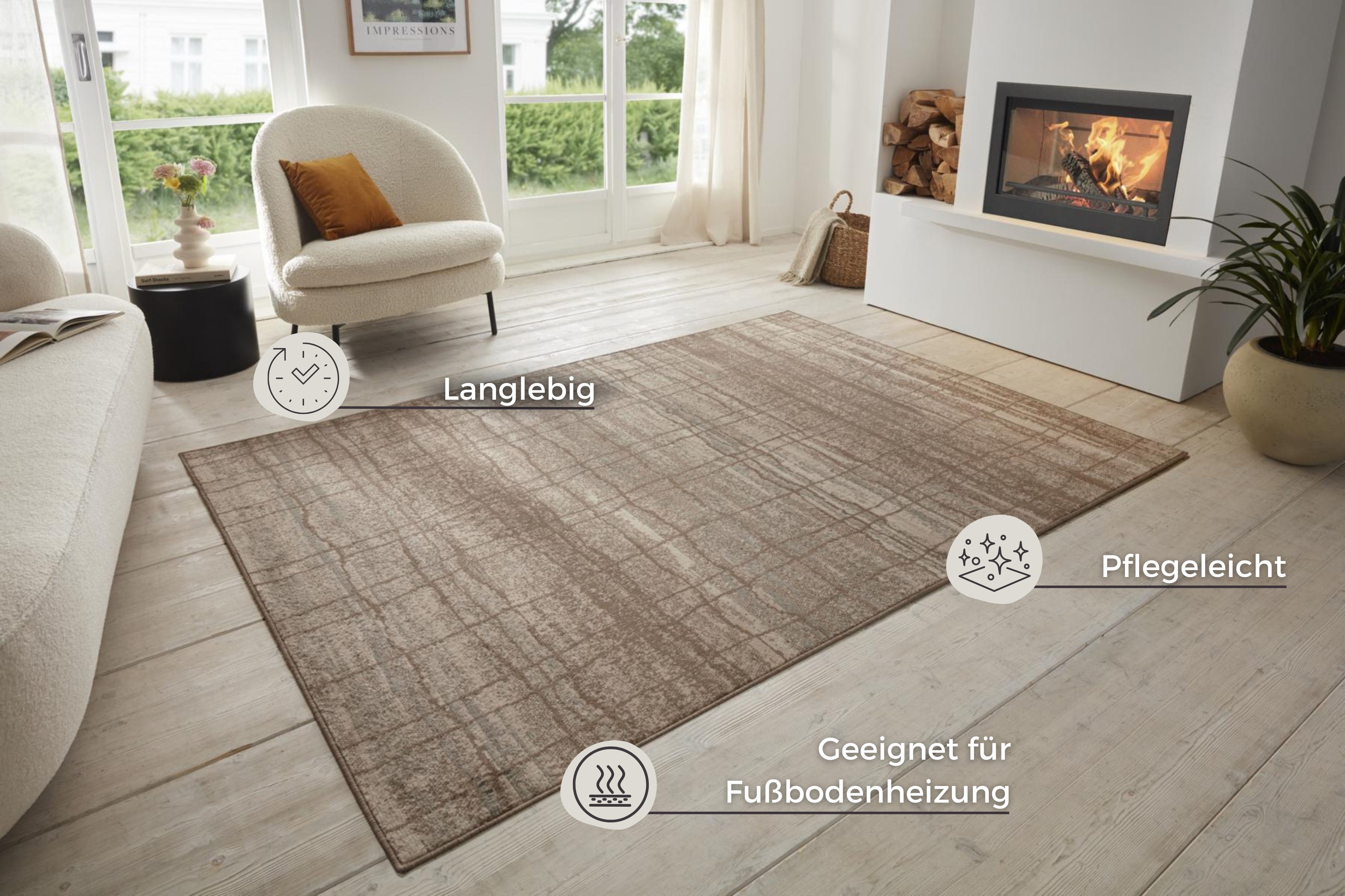HANSE Home Vloerkleed Jord Kortpolig, loper, vintage, woonkamer, slaapkamer, eetkamer, gang