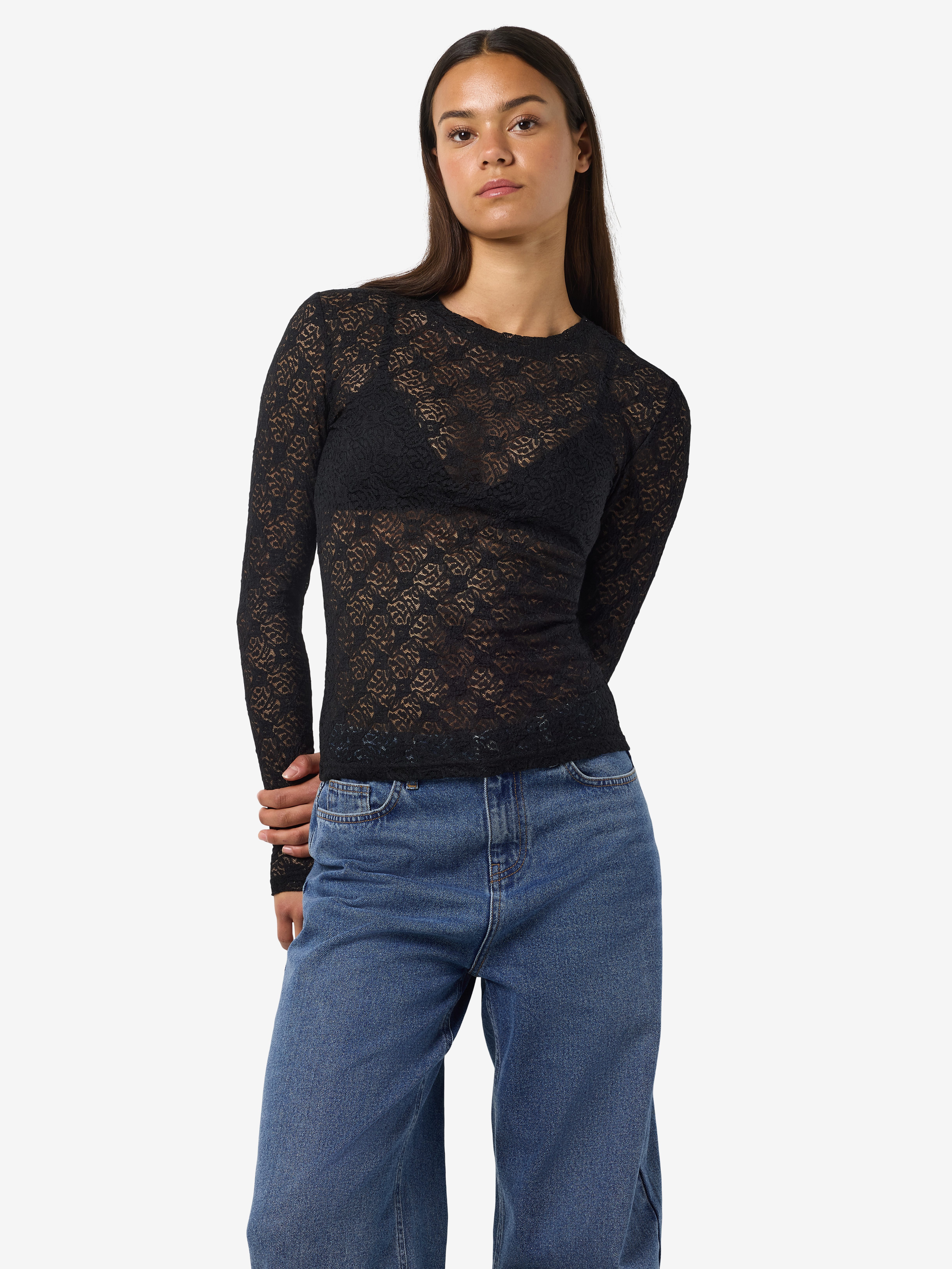 Noisy may Kanten shirt NMJUDITH L/S LACE TOP NOOS