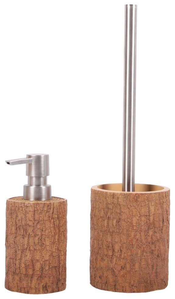 Sanilo Set badkameraccessoires Rustiek bestaand uit toiletzitting, badmat, stop, zeepdispenser, toiletborstel (complete set, 6-delig)