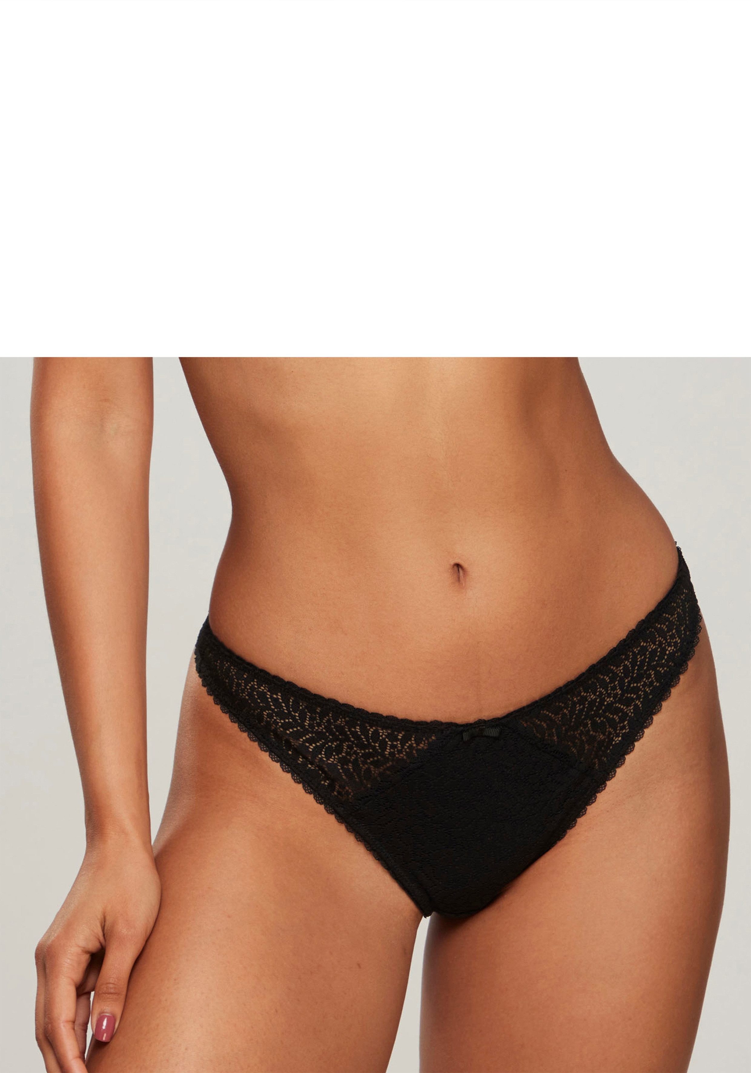 Nuance String van edele, licht transparante kant dames strings maat 40/42 zwart
