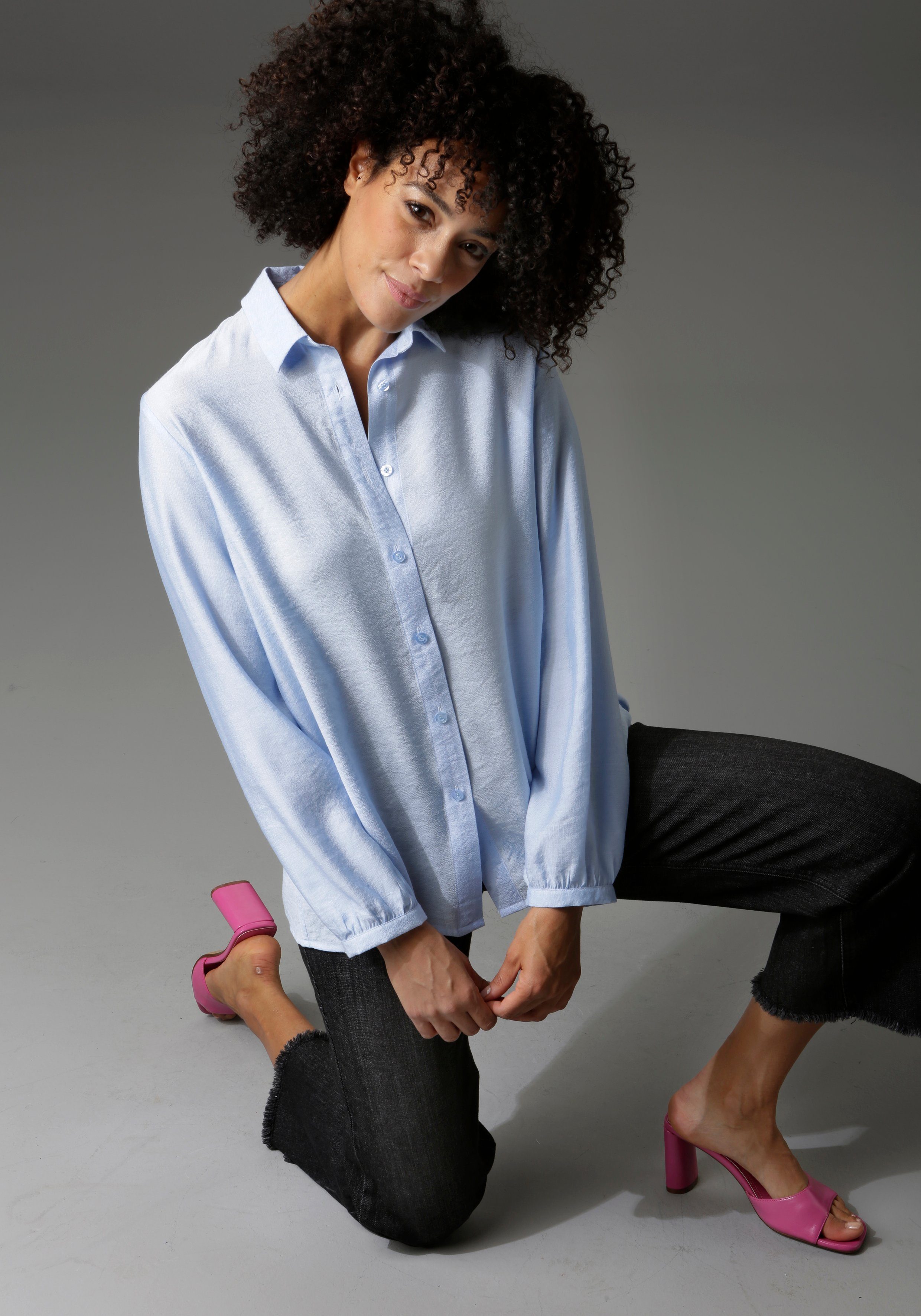 Aniston CASUAL 7/8 jeans met iets gerafelde voetzoom