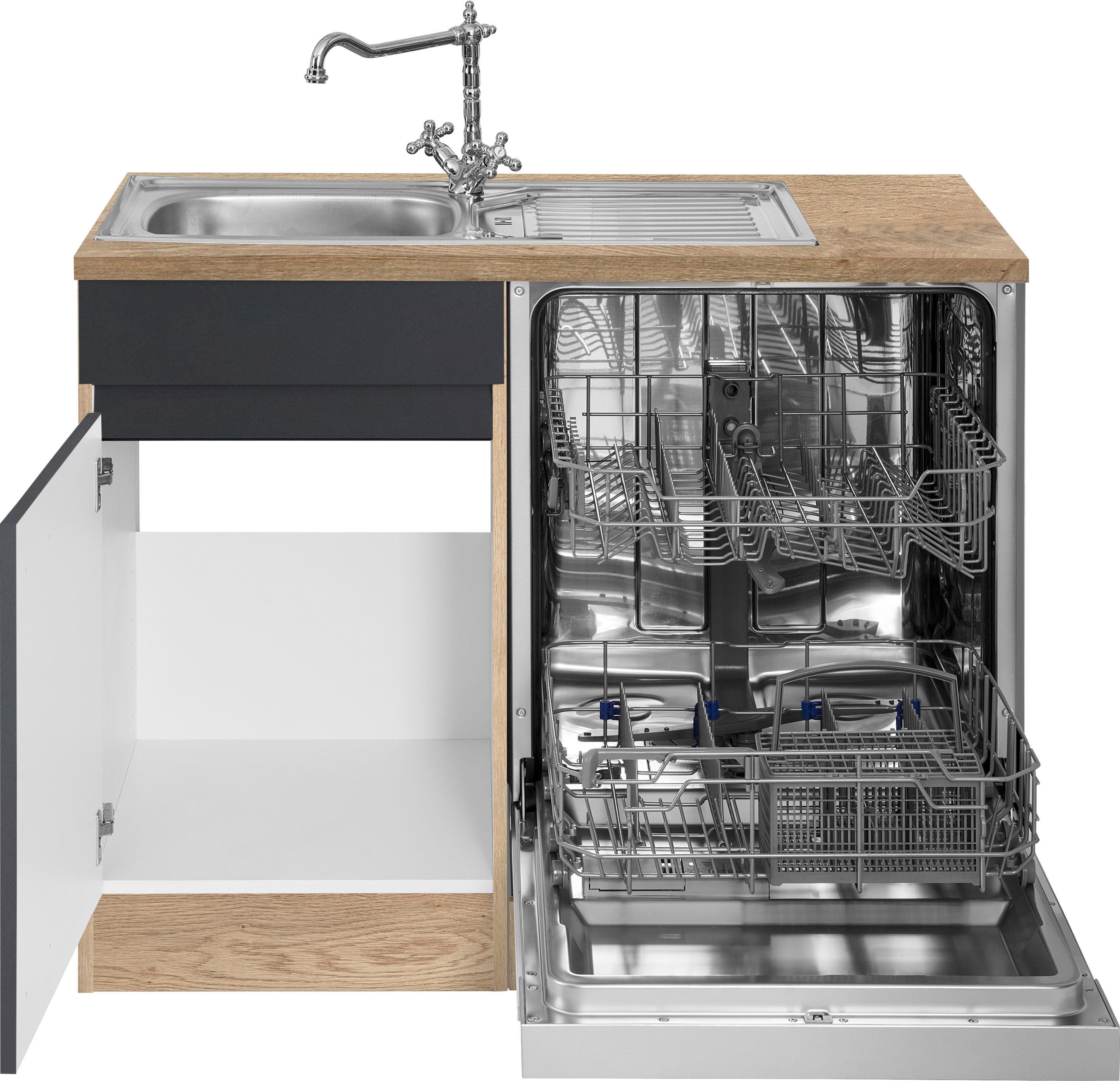 OPTIFIT Hoekkeuken Roth Afmetingen 300x175 cm, naar keuze met elektrische apparaten, met apothekerskast
