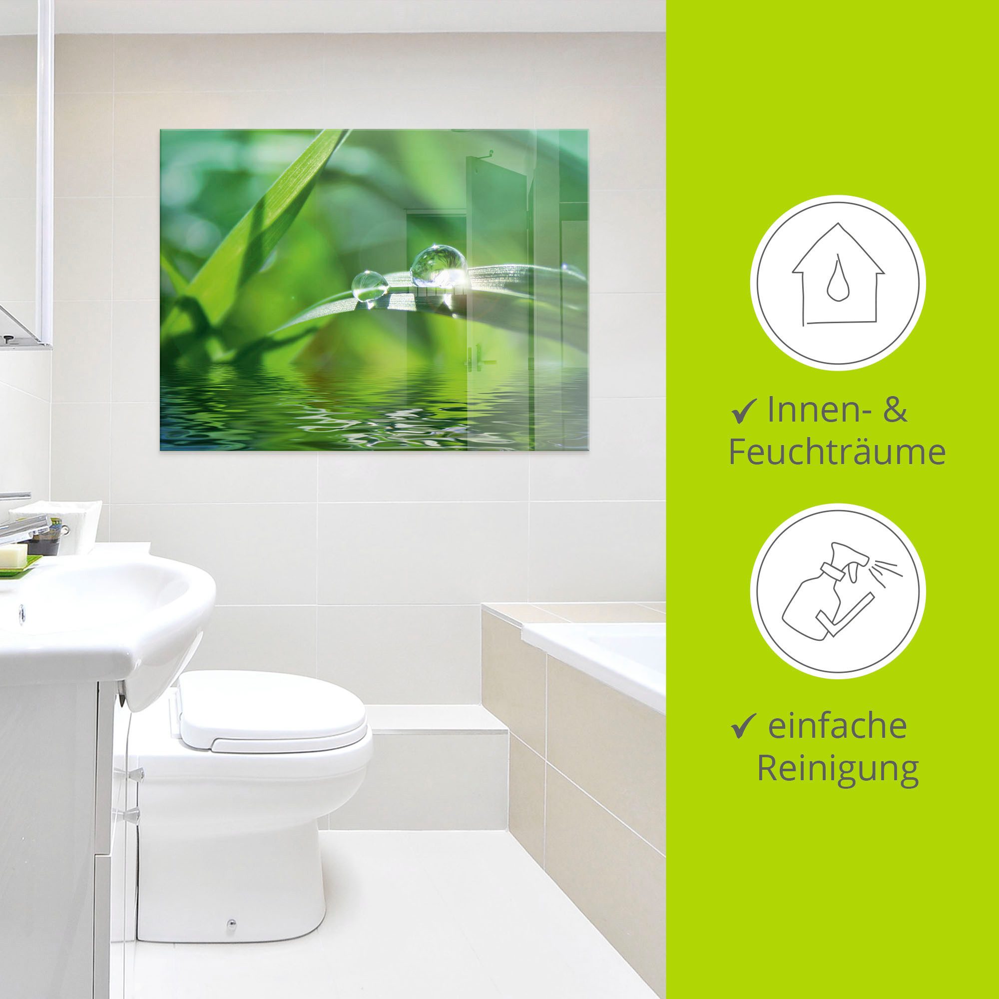 Artland Print op glas Groene achtergrond met gras
