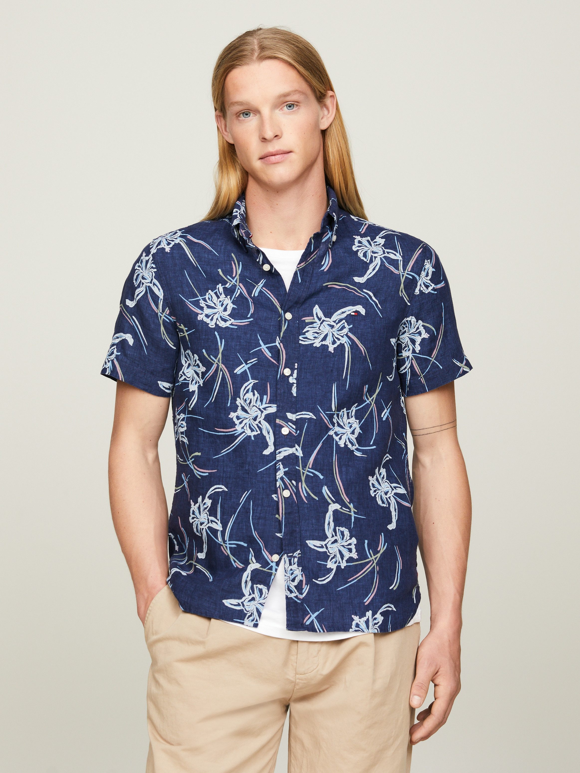 Tommy Hilfiger Linnen overhemd LI TROPICAL PRT SF SHIRT