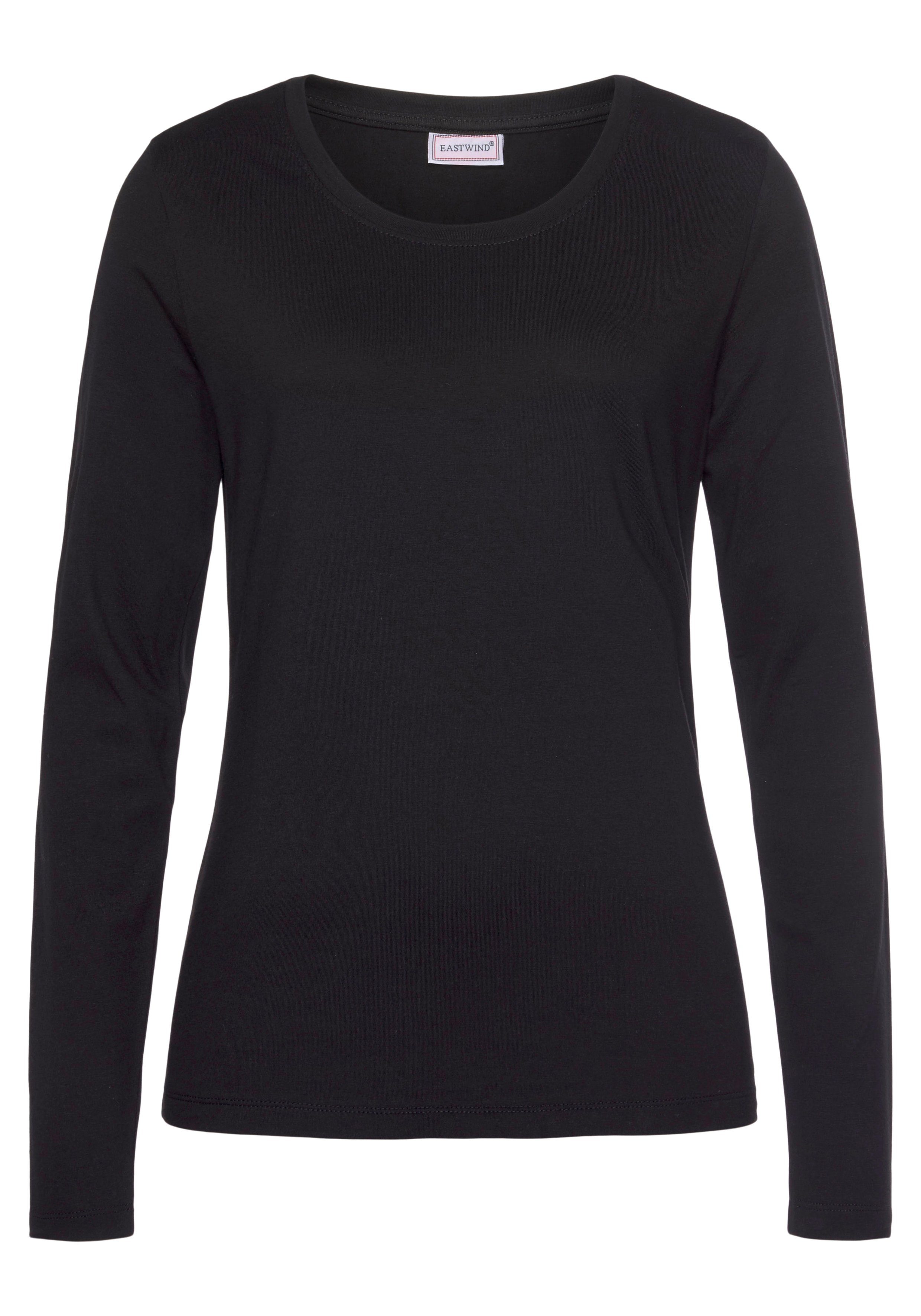 Eastwind Shirt met lange mouwen Lange mouw, in basic-stijl, ronde halslijn, van katoen (Set van 3)