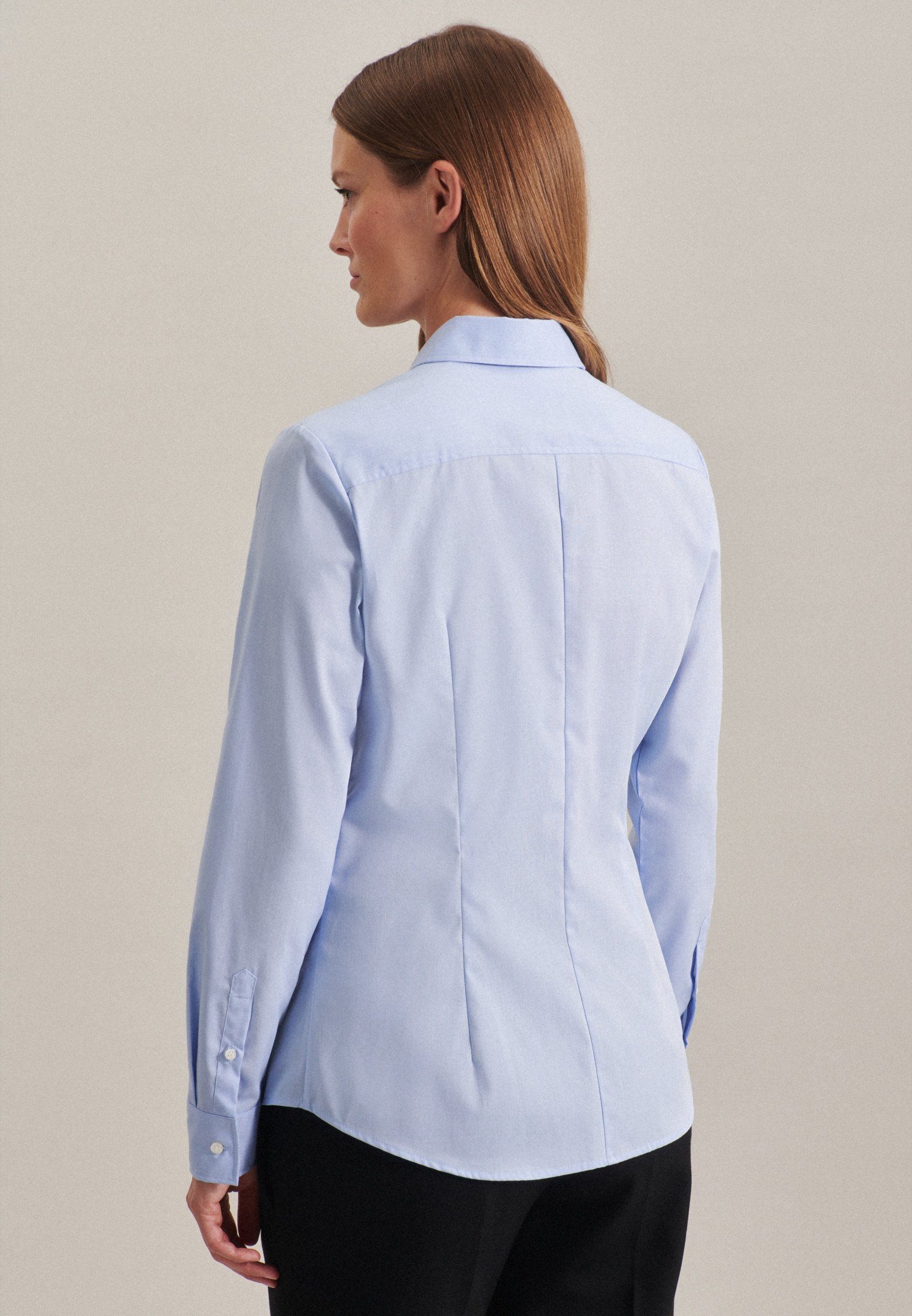 seidensticker Overhemdblouse Zwarte roos Lange mouwen kraag uni