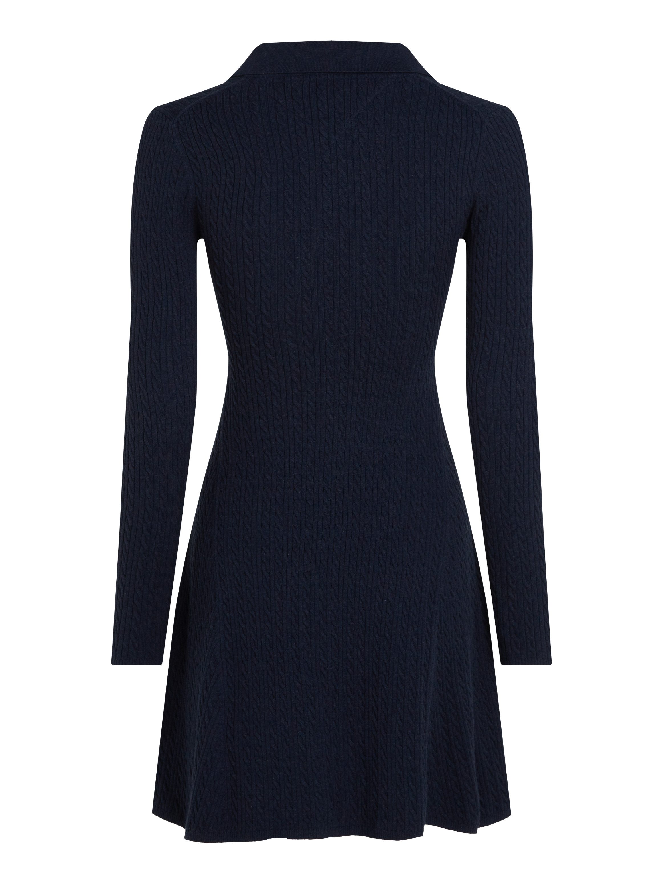 TOMMY JEANS Gebreide jurk TJW F&F POLO CABLE SWEATER DRESS met klein kabelpatroon polokraag