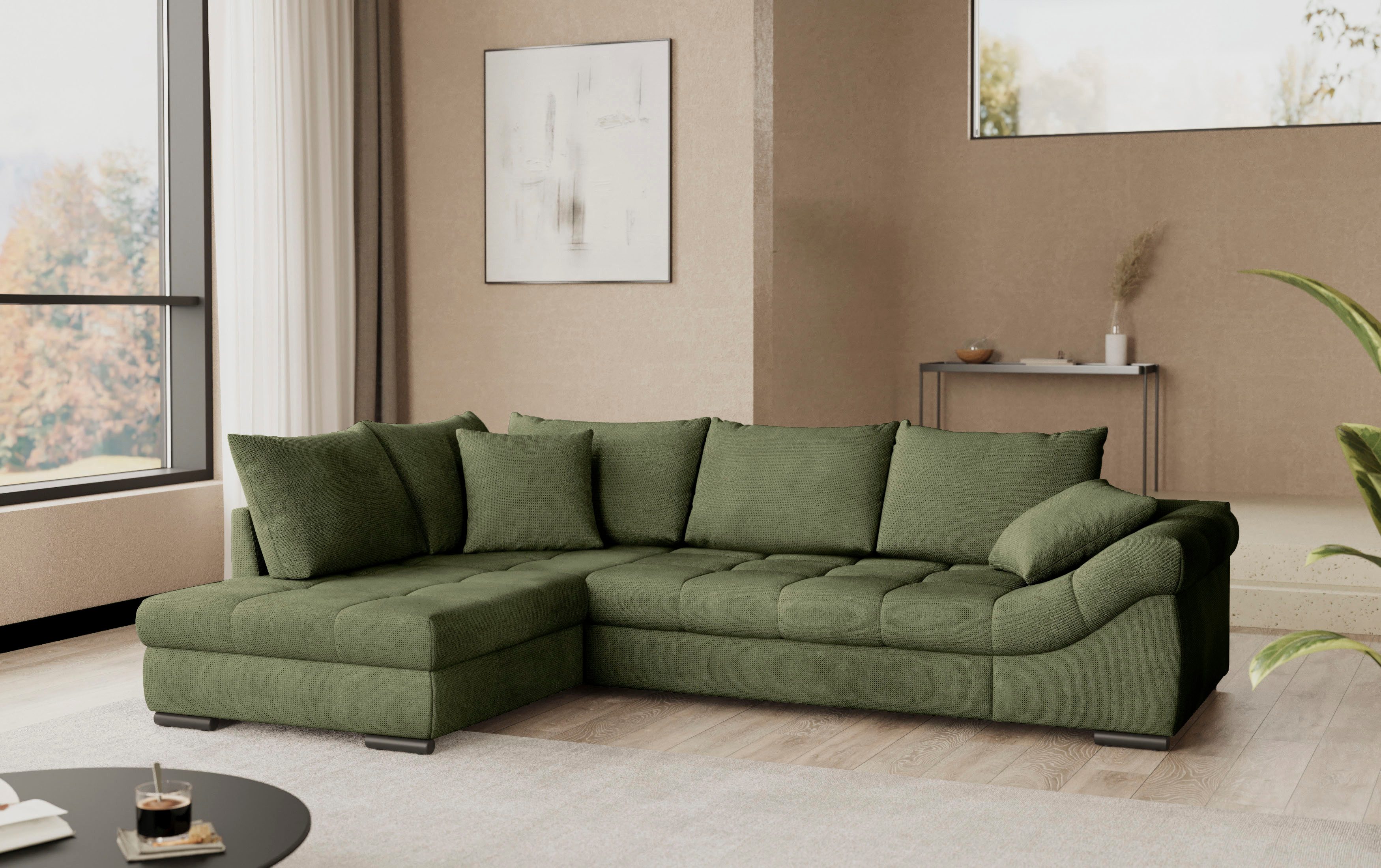 Mr. Couch Hoekbank Allegro, L-vorm met hoogslaper beduitbreiding, optioneel met koudschuim