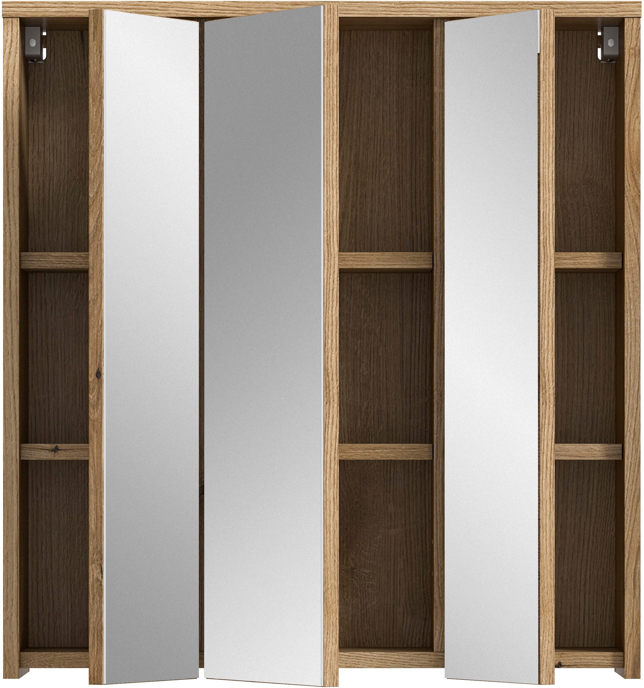 welltime Spiegelkast Kayu, breedte 64 cm, 3 spiegeldeuren, 6 planken