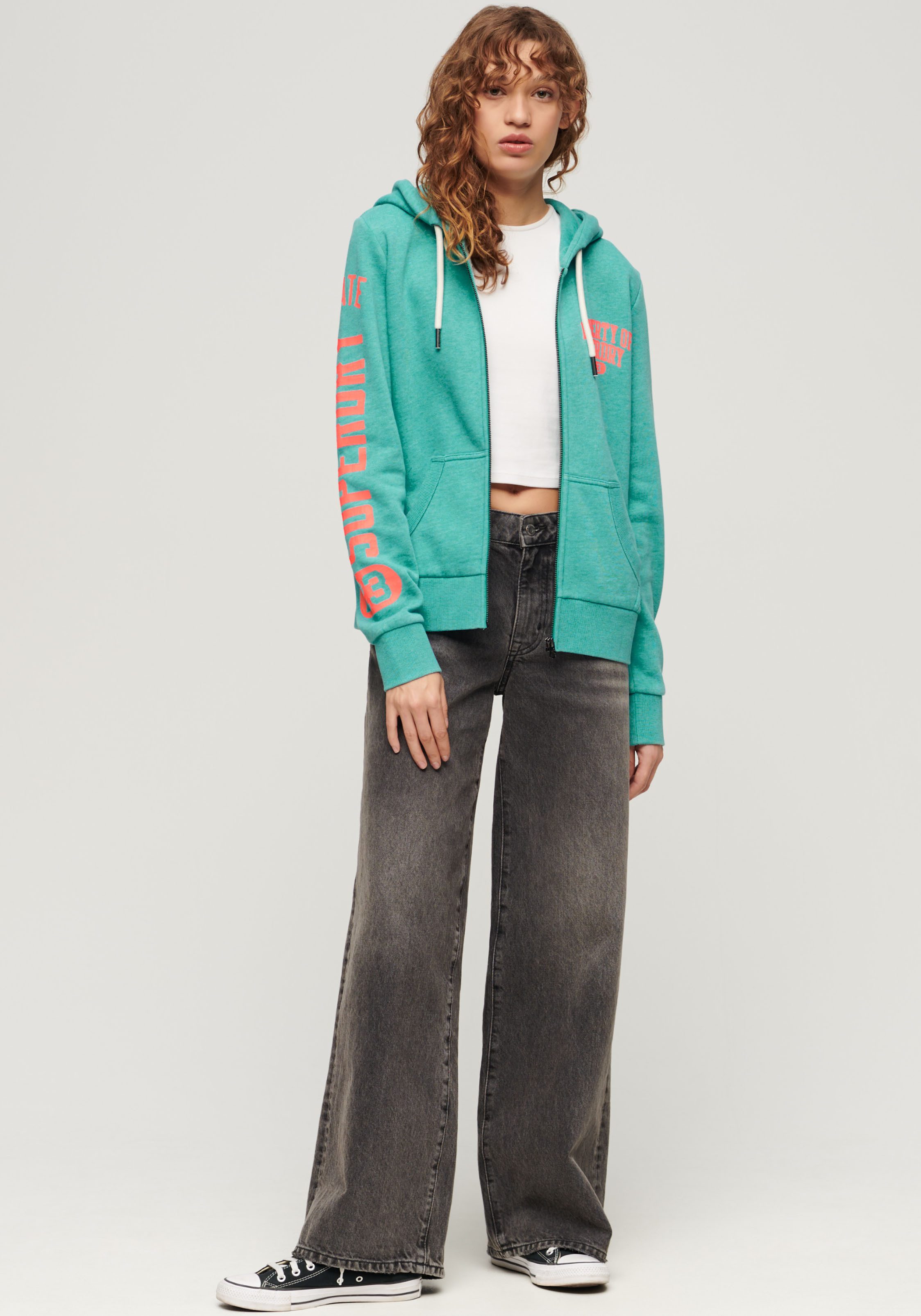 Superdry Capuchonsweatvest SUPER ATHLETIC GRAPHIC ZIPHOOD