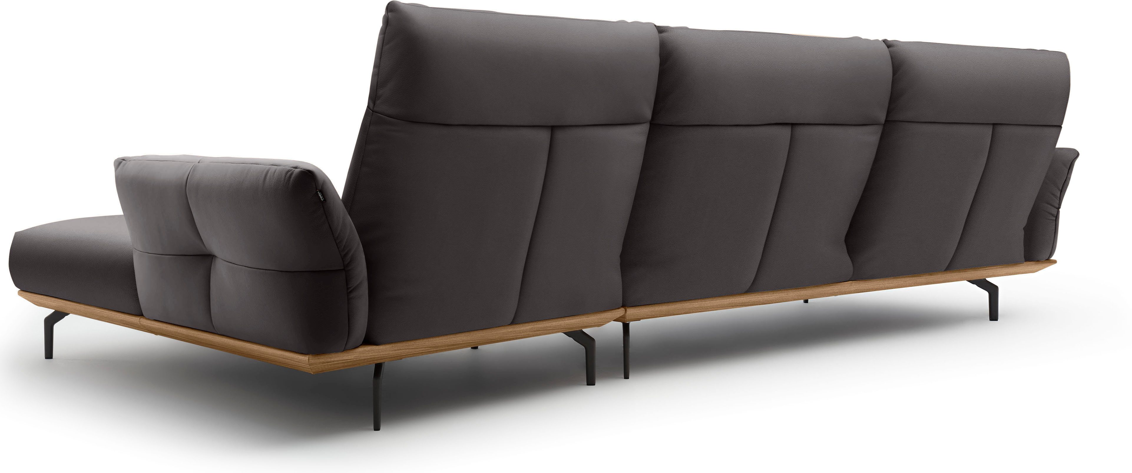 Creation BY ROLF BENZ Hoekbank CR.460 Sokkel in walnotenhout, onderstel in umbra grijs, breedte 338 cm