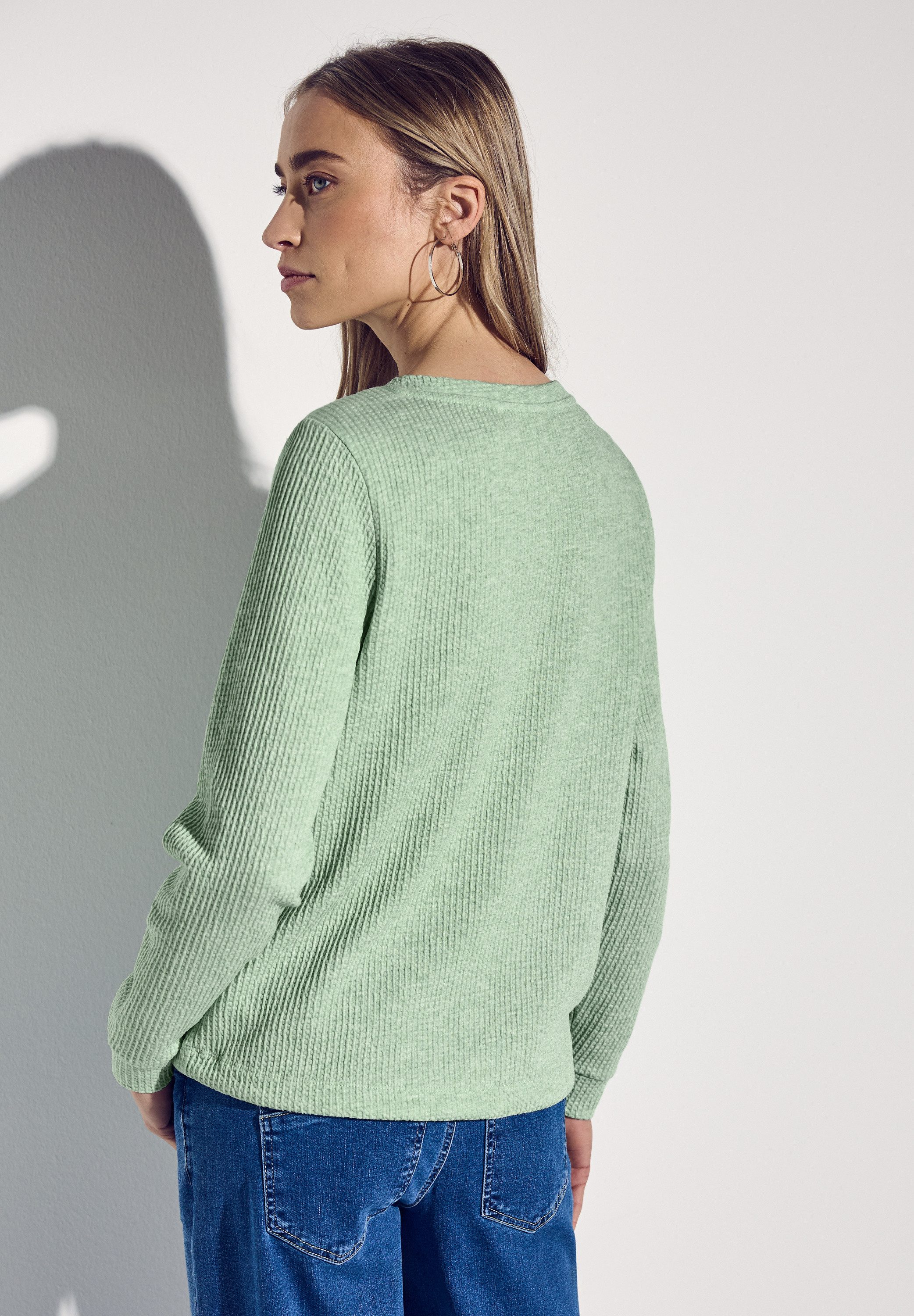 STREET ONE Sweatshirt Structuur-look, met elastische zoom met tunnelkoord