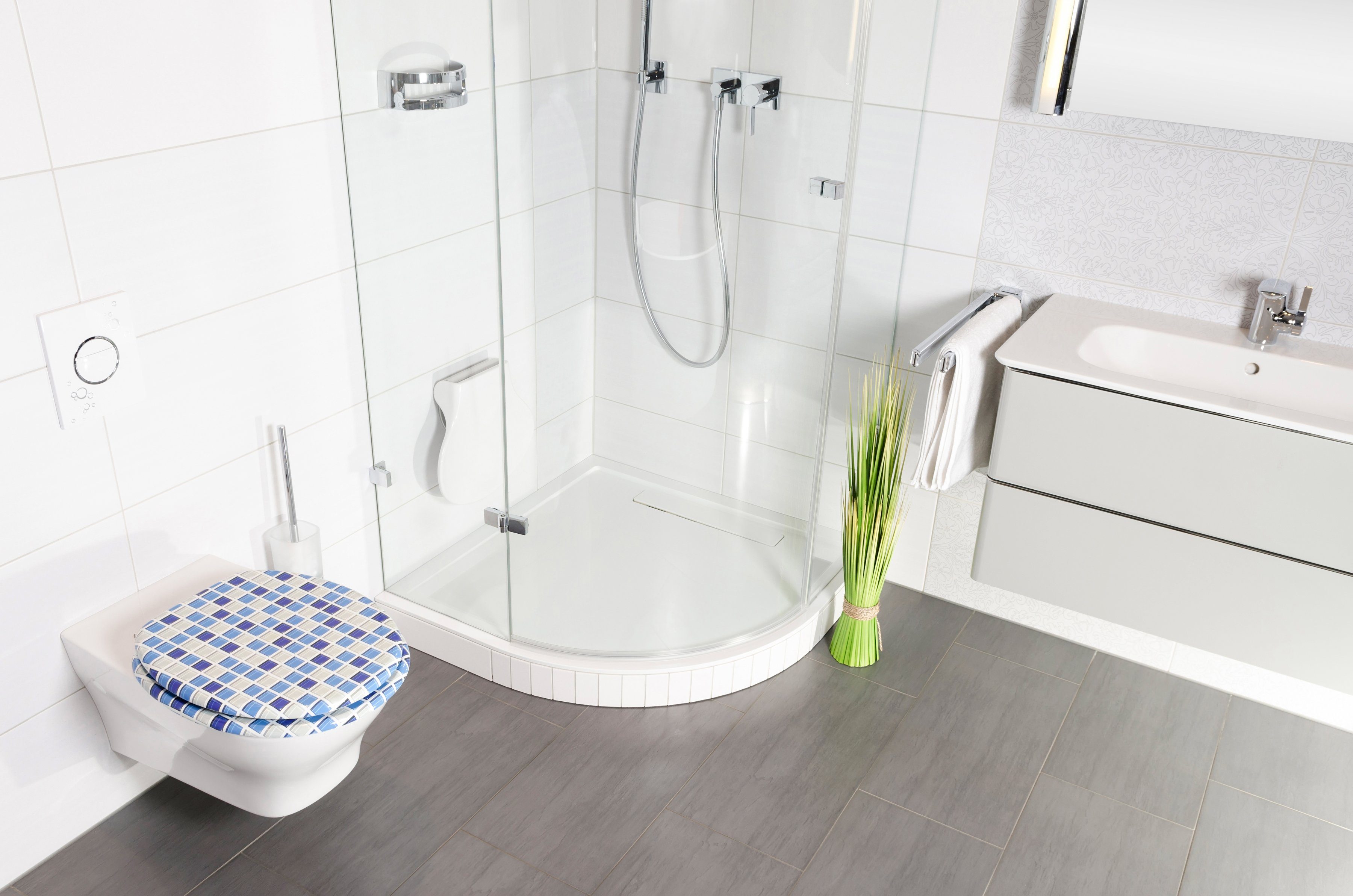 Sanilo Toiletzitting Mozaïek blauw met soft-closemechanisme