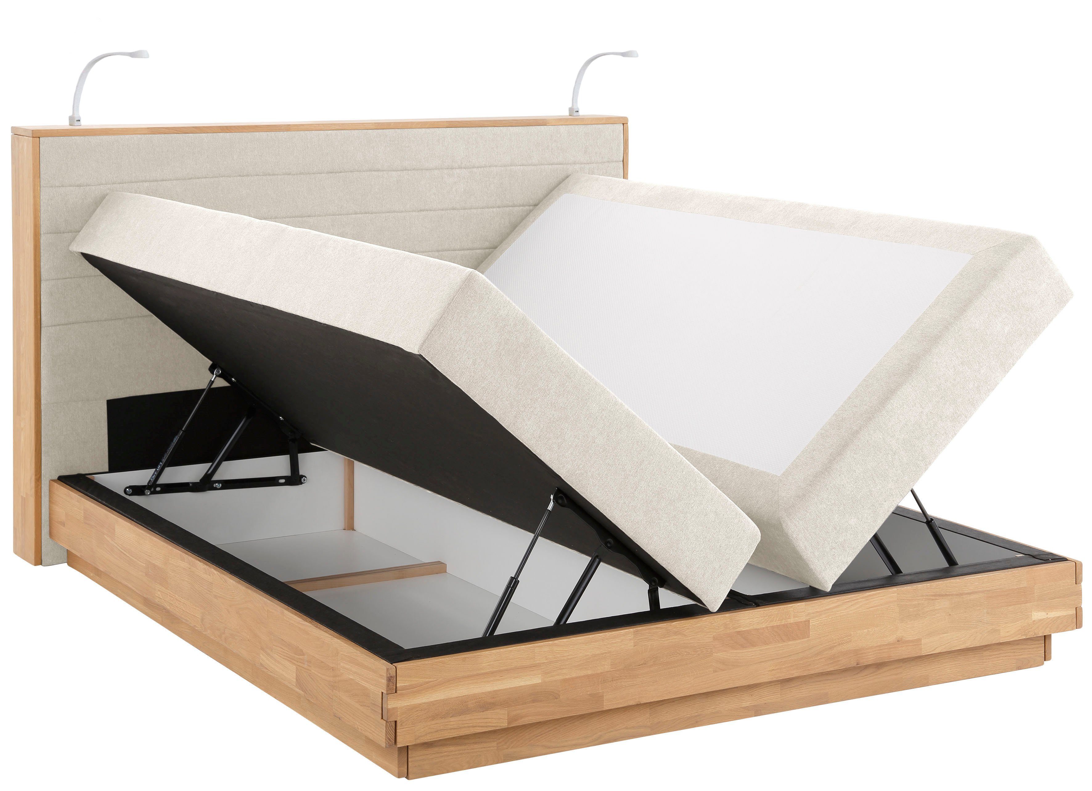 Home affaire Boxspring Cavan Eiken, met bedkist & topmatras, verschillende hardheden (ook H4)