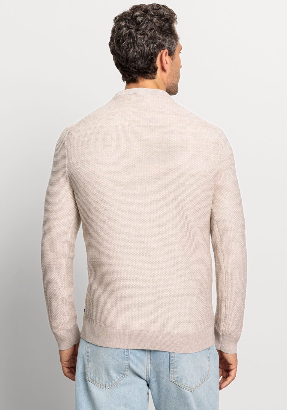 OLYMP Trui met ronde hals OLYMP brei casual met effectieve breistructuur in lichte two-tone-look