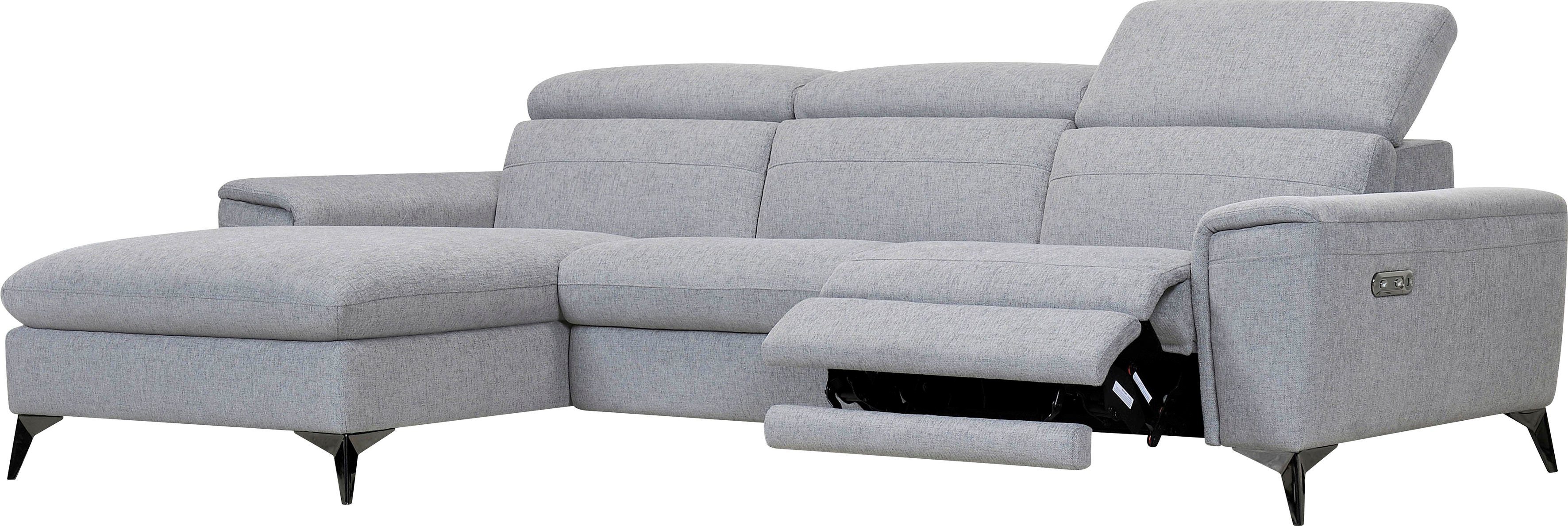 Places of Style Hoekbank Theron, L-vorm, 263 cm, elektrische relaxfunctie, usb-aansluiting, handmatig verstelbaar hoofdeind