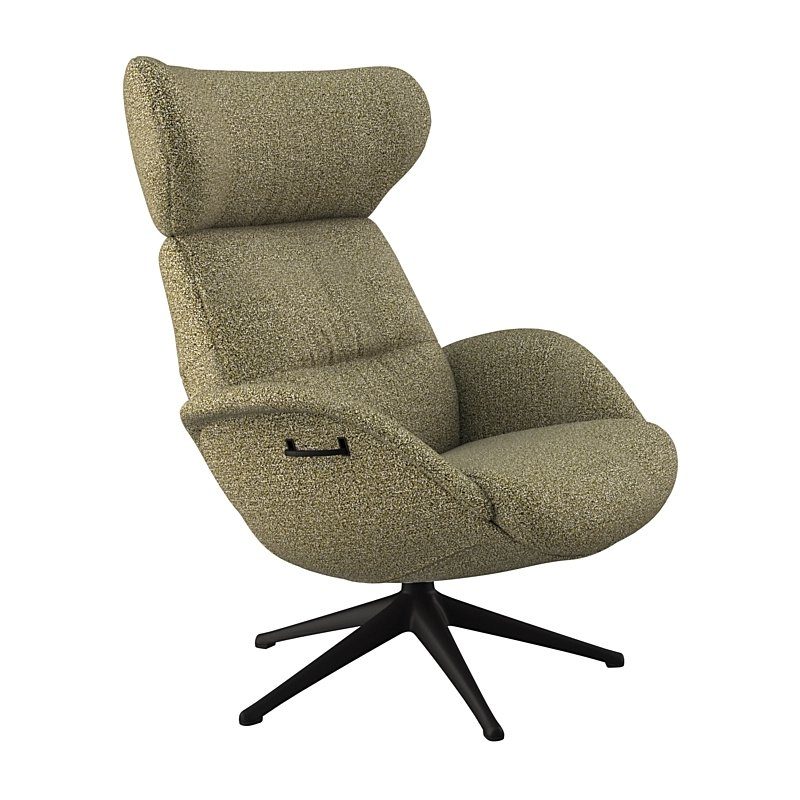 FLEXLUX Relaxfauteuil Relaxchairs More Eersteklas comfort, rug- en hoofdsteunverstelling, draaibaar, zwarte voet tv-fauteuils maat Bouclé groen