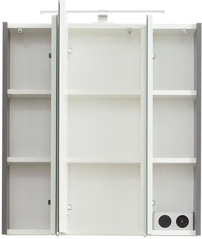 Saphir Badkamerserie Quickset 5-delig, wastafelonderkast met led-spiegelkast Halfhoge kast, onderkast, hangkast, incl. deurdemper, 9 deuren (6-delig)