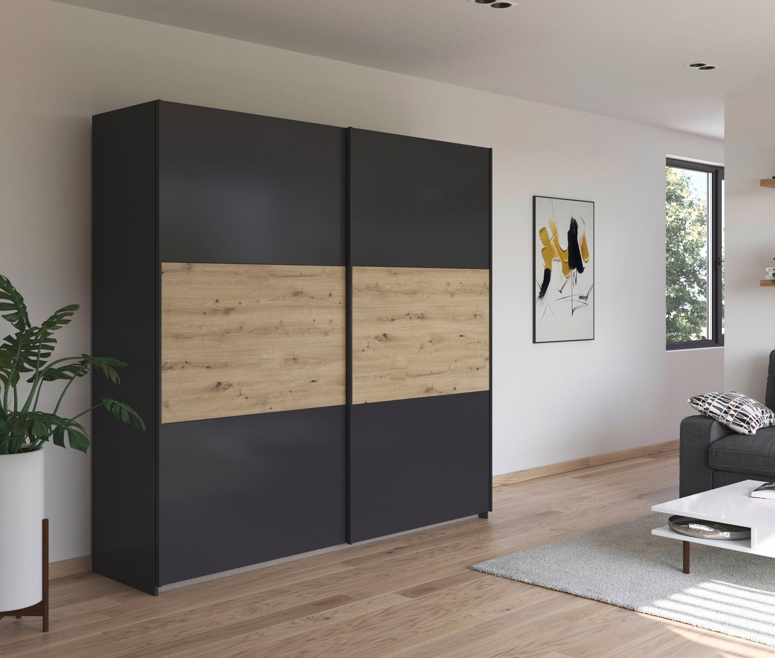 rauch Zweefdeurkast Kledingkast kast garderobe garderobekast waskast NEO met een royale opbergruimte en vele verschillende kleurencombinaties
