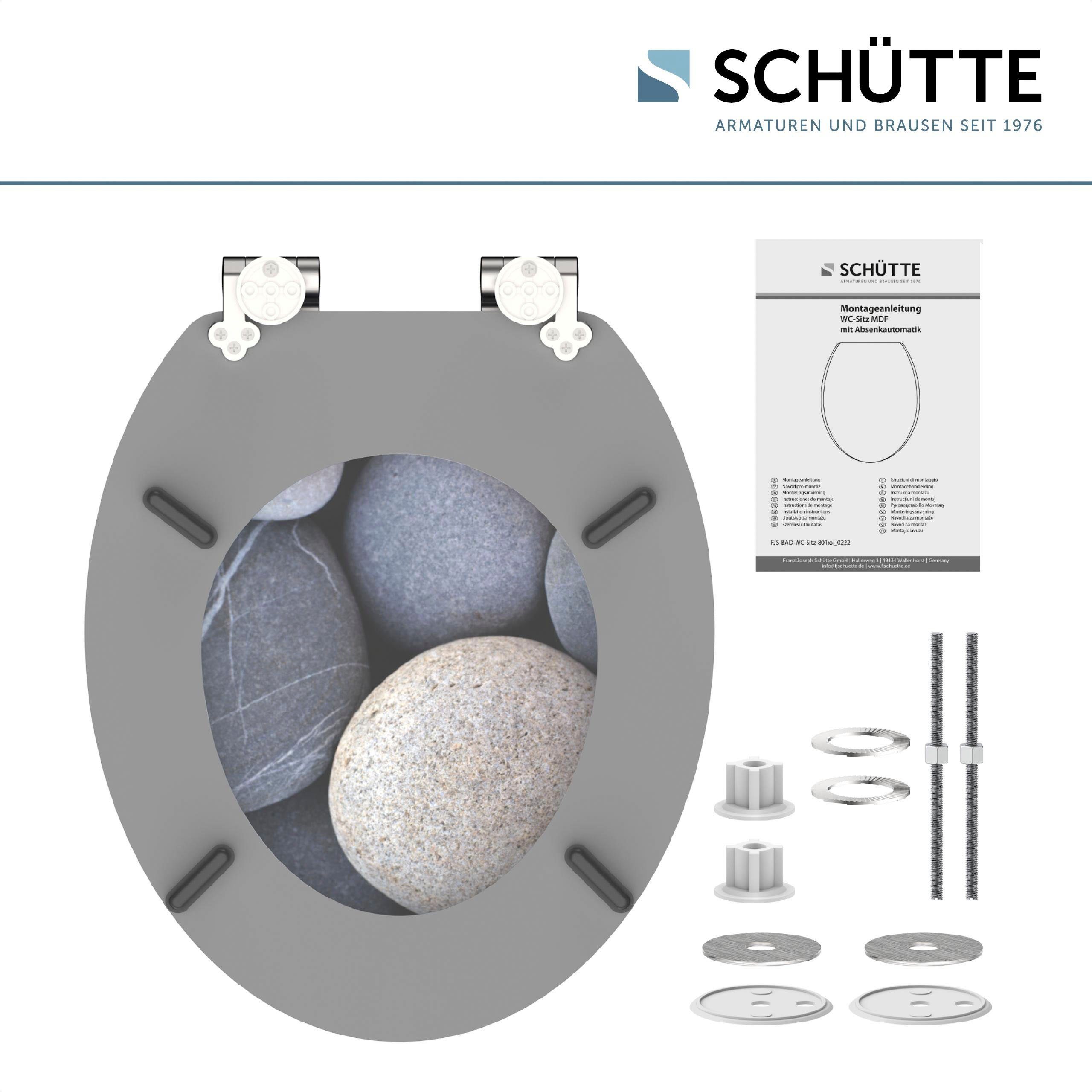 Schütte Toiletzitting GREY STONES met softclosemechanisme en houten kern, mdf